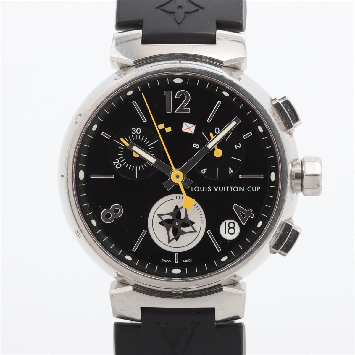 Authentic Louis Vuitton Monogram Tambour Lovely Cup Watch - Black Rubber Strap Luxury Women's Wristwatch for Casual Wear & Special Occasions