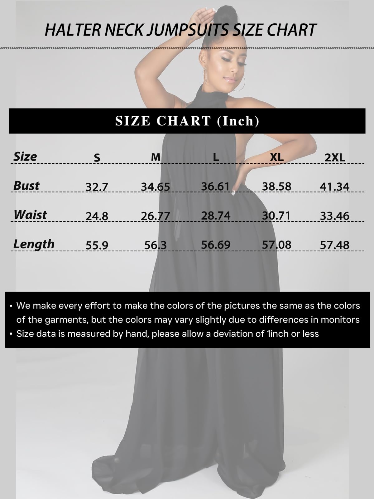 Ekaliy Women's Sexy Summer Jumpsuit - Halter Neck Sleeveless Chiffon Wide Leg Romper One Piece Outfit for Beach, Vacation & Night Out