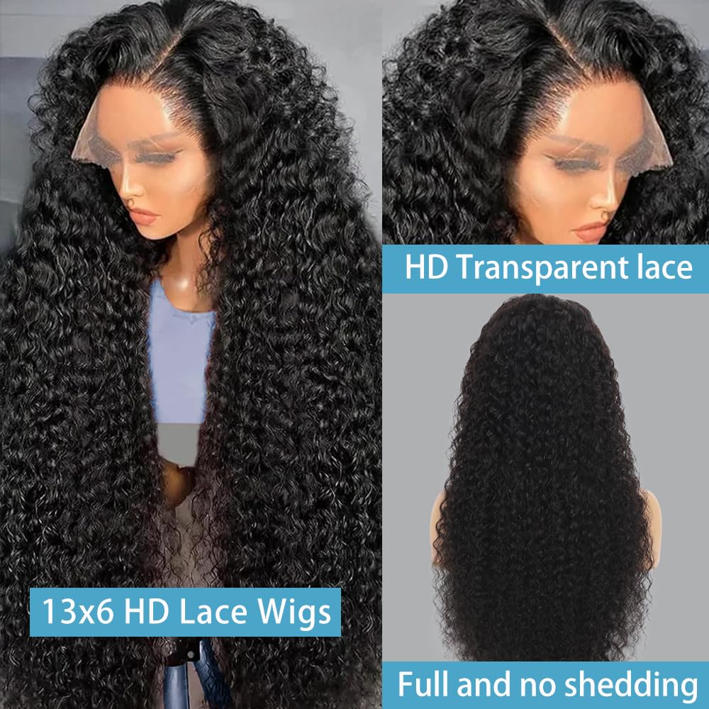 32 Inch Deep Wave Lace Front Wigs Human Hair - 13x6 HD Lace Pre Plucked 200% Density Glueless Wig with Baby Hair - Natural Looking Deep Curly Human Hair Wigs for Women - Perfect for Daily Wear, Cosplay, and Special Occasions