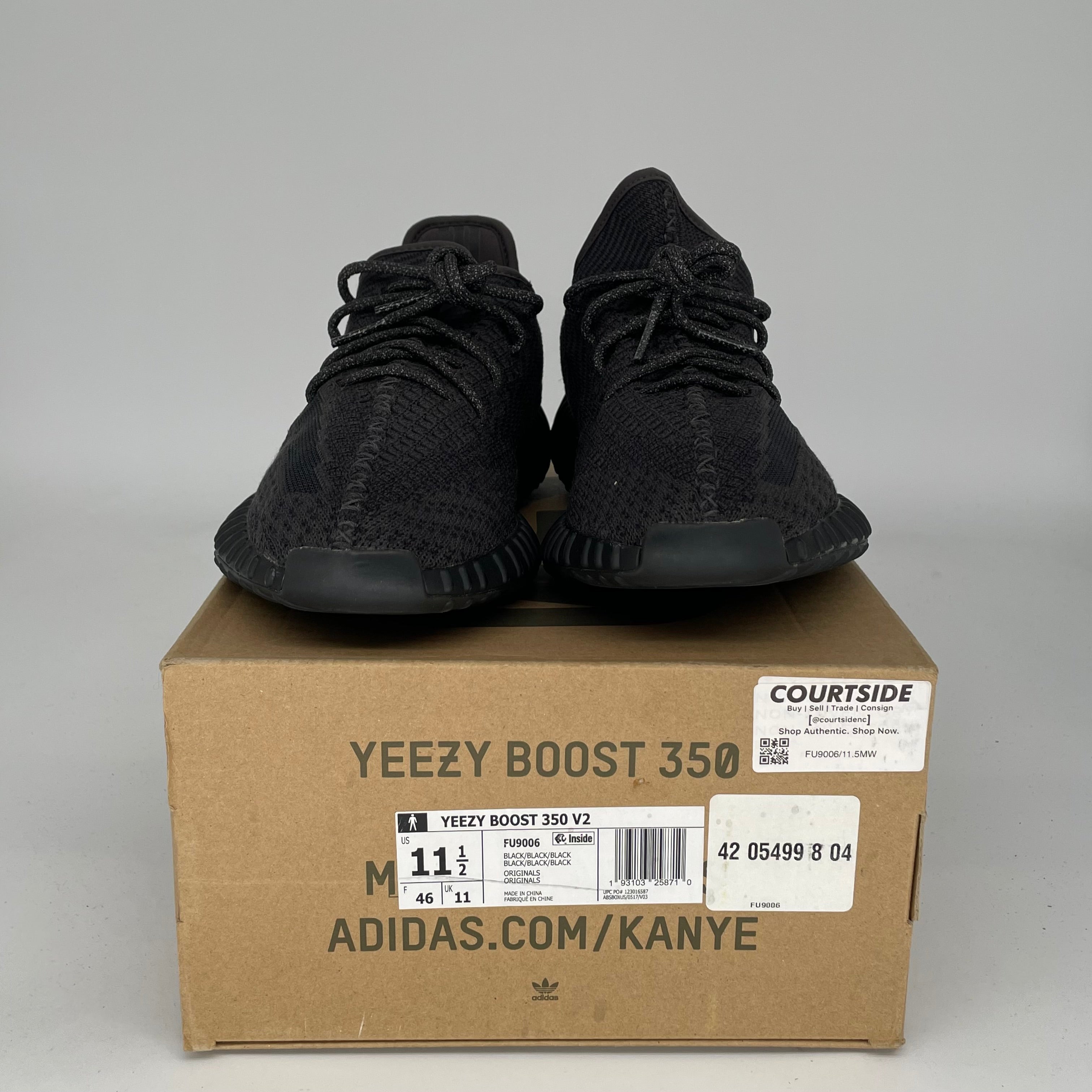 Adidas Yeezy Boost 350 V2 Black Non-Reflective Men's Running Shoes Size 11.5 - Style Code FU9006 | Perfect for Casual Wear, Gym & Street Fashion