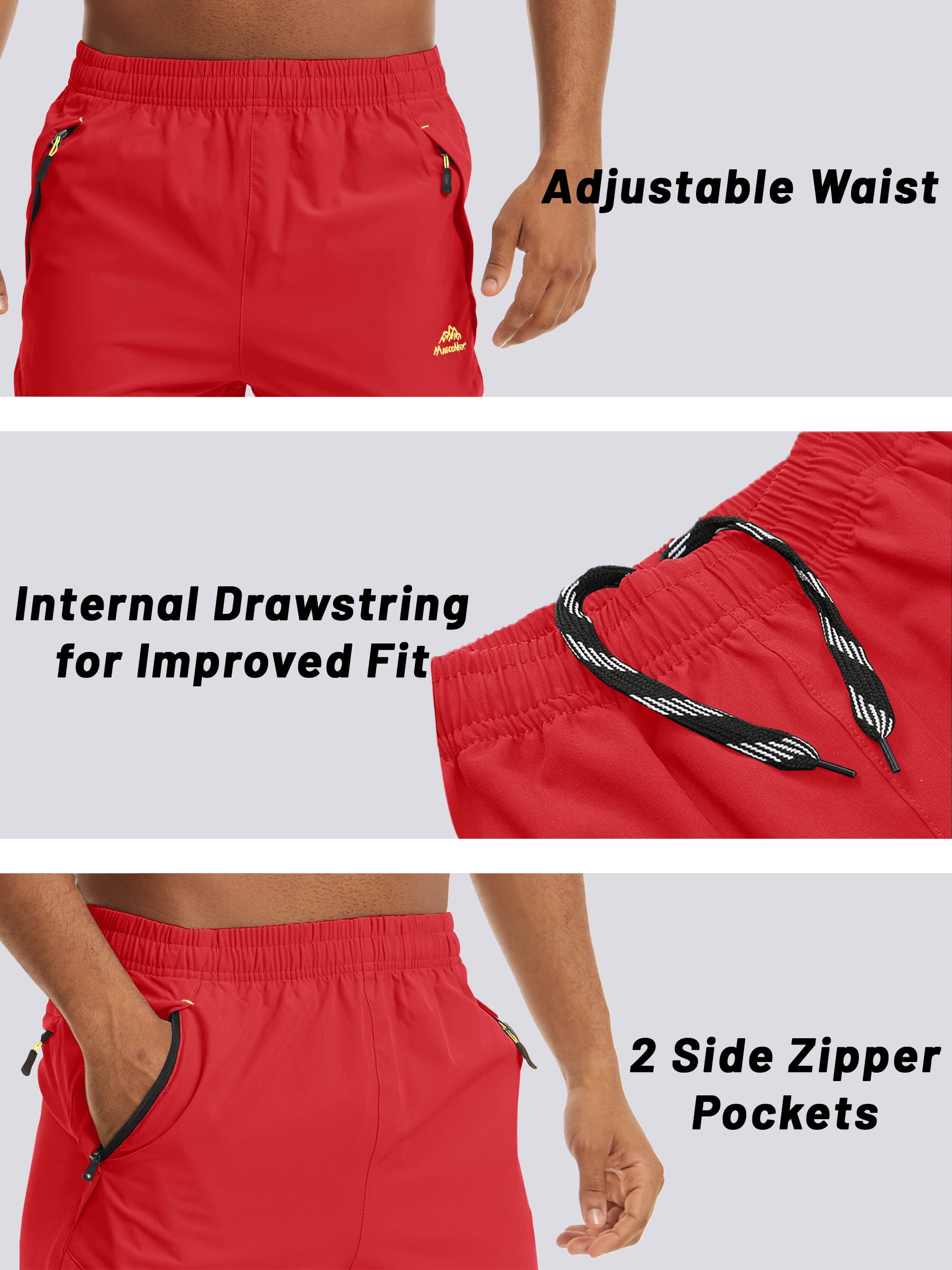 TACVASEN Men's Quick Dry Hiking 3/4 Long Capri Shorts - Lightweight Athletic Workout Running Shorts with Zipper Pockets for Outdoor Activities, Gym & Travel