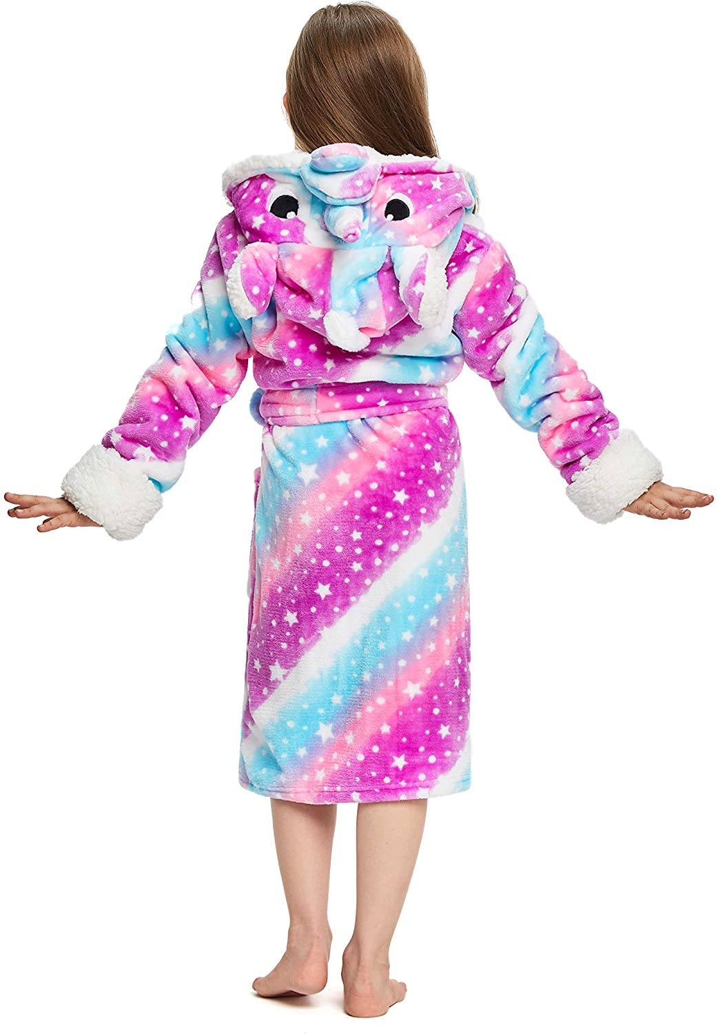 Soft & Cozy Princess Unicorn Bathrobe for Kids - Pink Fluffy Hooded Robe with Ears & Tail - Perfect for Bath Time, Spa Day & Dress-Up Play