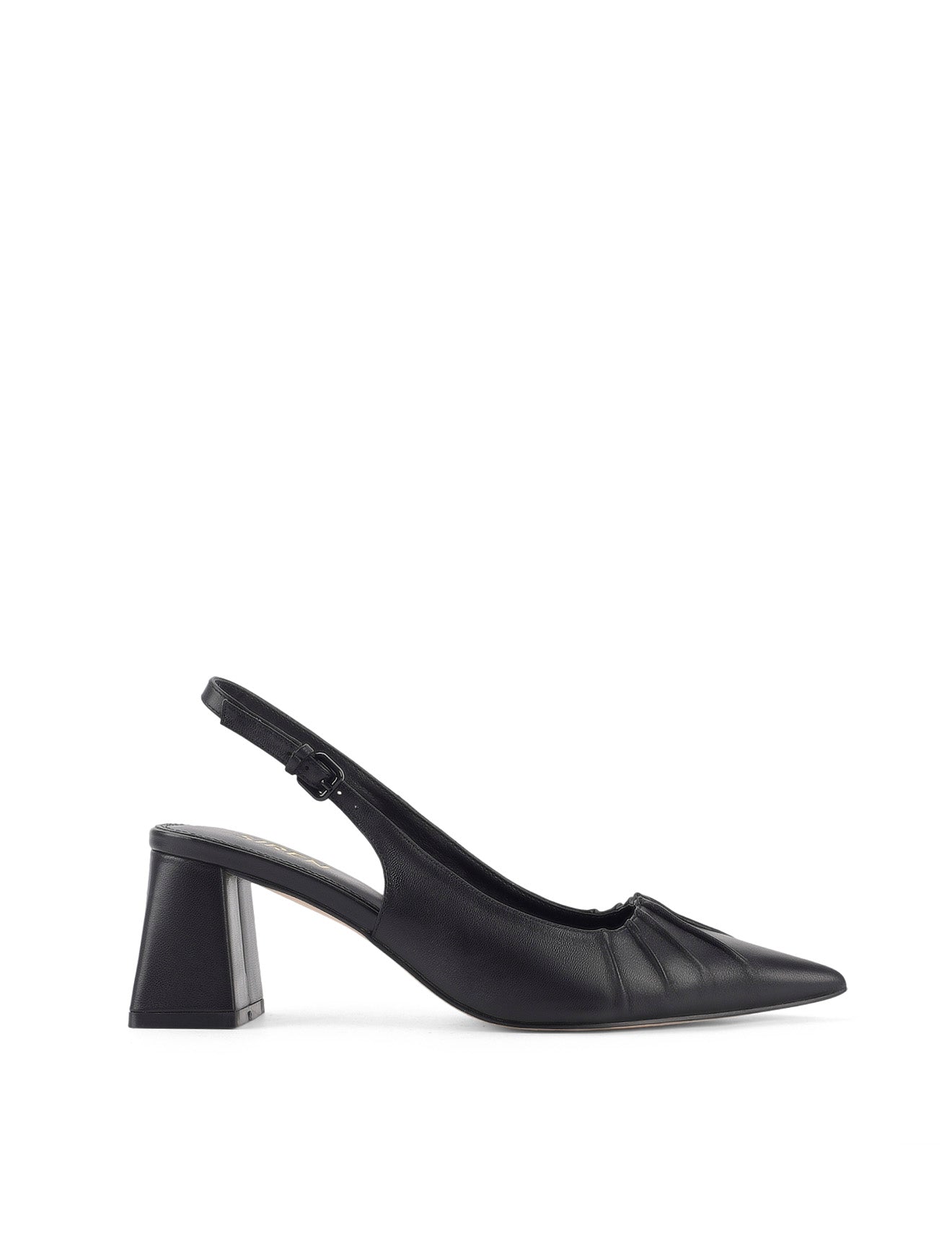Yabell Women's Slingback Block Heel Sandals - Black Genuine Leather Shoes for Work, Party & Wedding Occasions