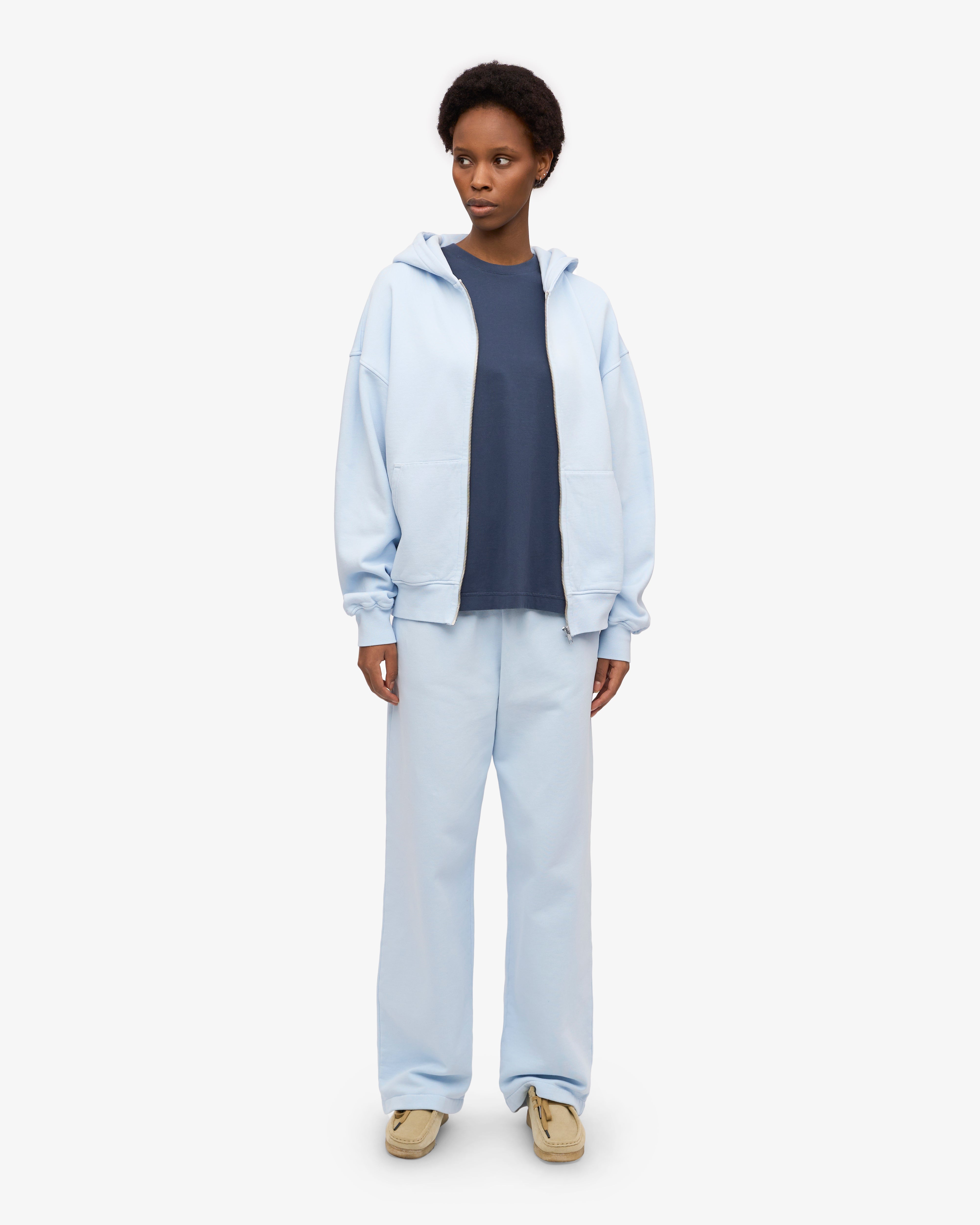 Organic Oversized Zip Hoodie for Women & Men - Polar Blue - Cozy Fleece Pullover for Casual Wear, Loungewear & Outdoor Activities
