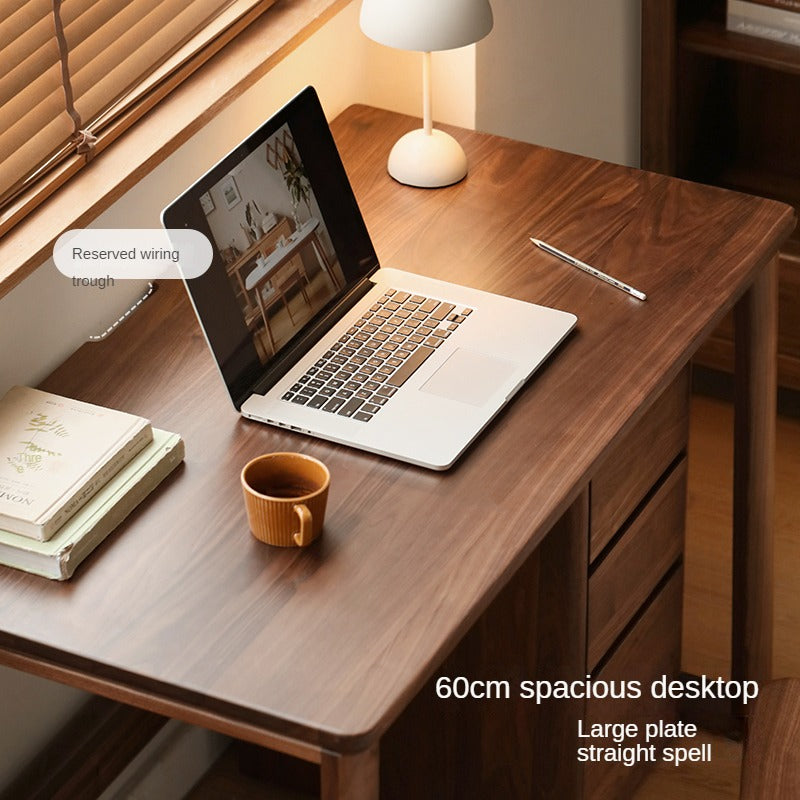 Premium Black Walnut & Ash Solid Wood Study Desk - Handcrafted Writing Table for Home Office, Library, or Dorm Room - Ergonomic Design for Work & Study