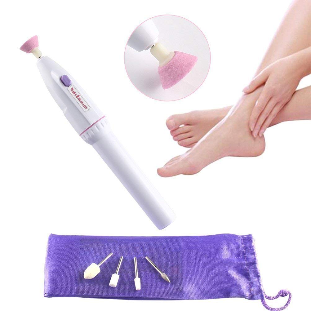 KINZILLA 7-in-1 Electric Nail Drill Kit for Manicure & Pedicure - Professional Nail Art Decorator, Grinder, Polish & Grooming Tool with Salon Sharper - Perfect for Home & Professional Nail Care (White)
