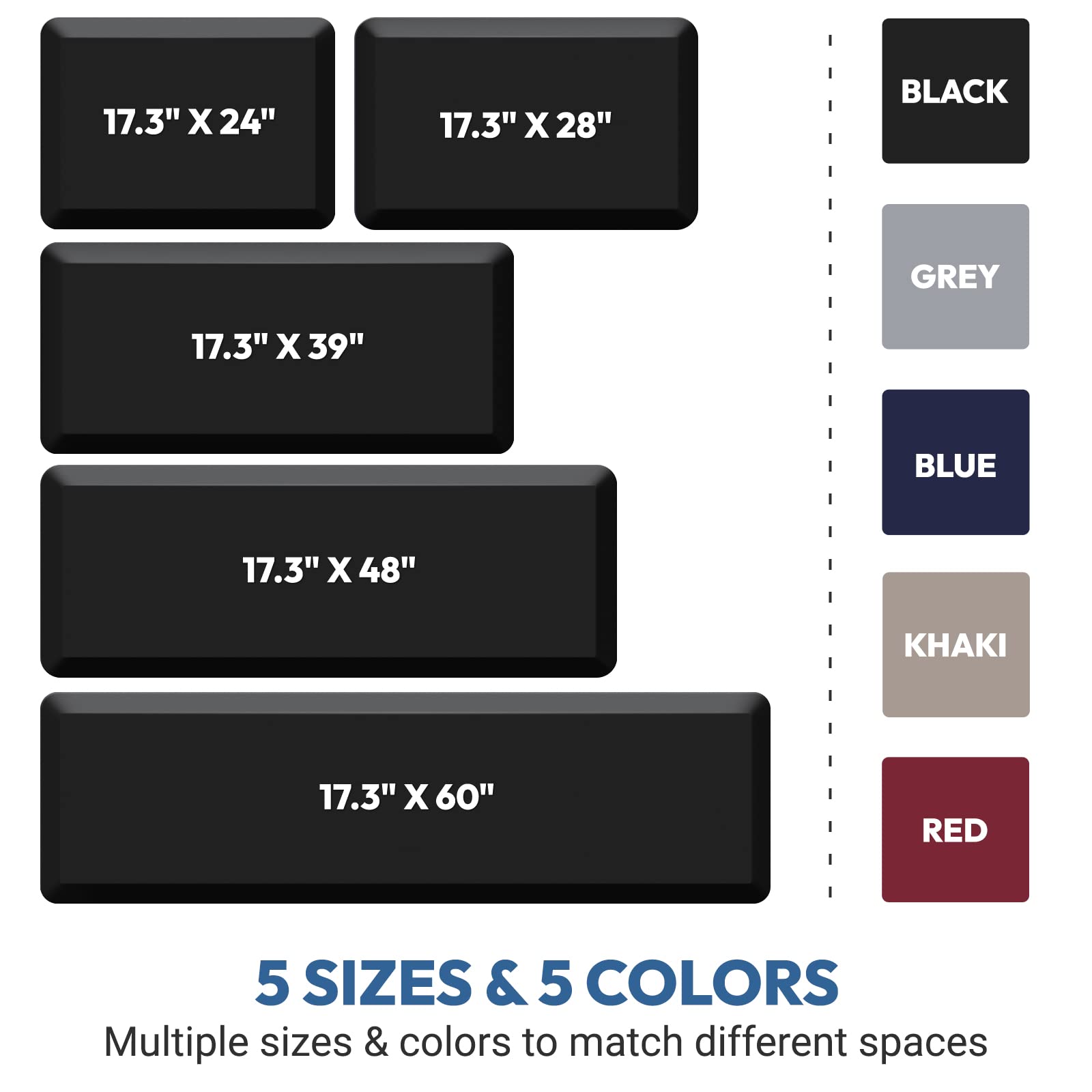 Premium 4/5 Inch Thick Anti-Fatigue Kitchen Mat - Non-Slip, Waterproof & Easy Clean Floor Cushion for Sink, Office & Cooking Areas - 17
