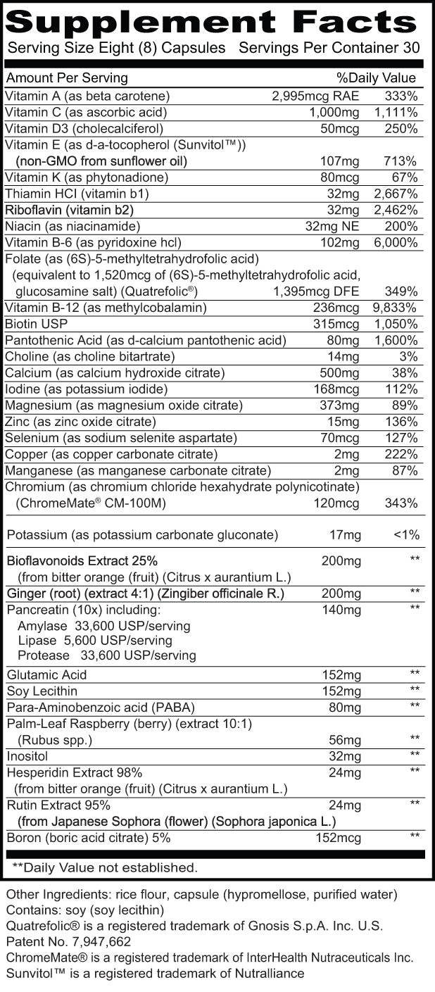 Women's Multivitamin No Iron 240 Capsules - Broad Spectrum Vitamin & Mineral Supplement for Women Without Iron - Supports Energy, Immunity & Overall Health for Active Lifestyles