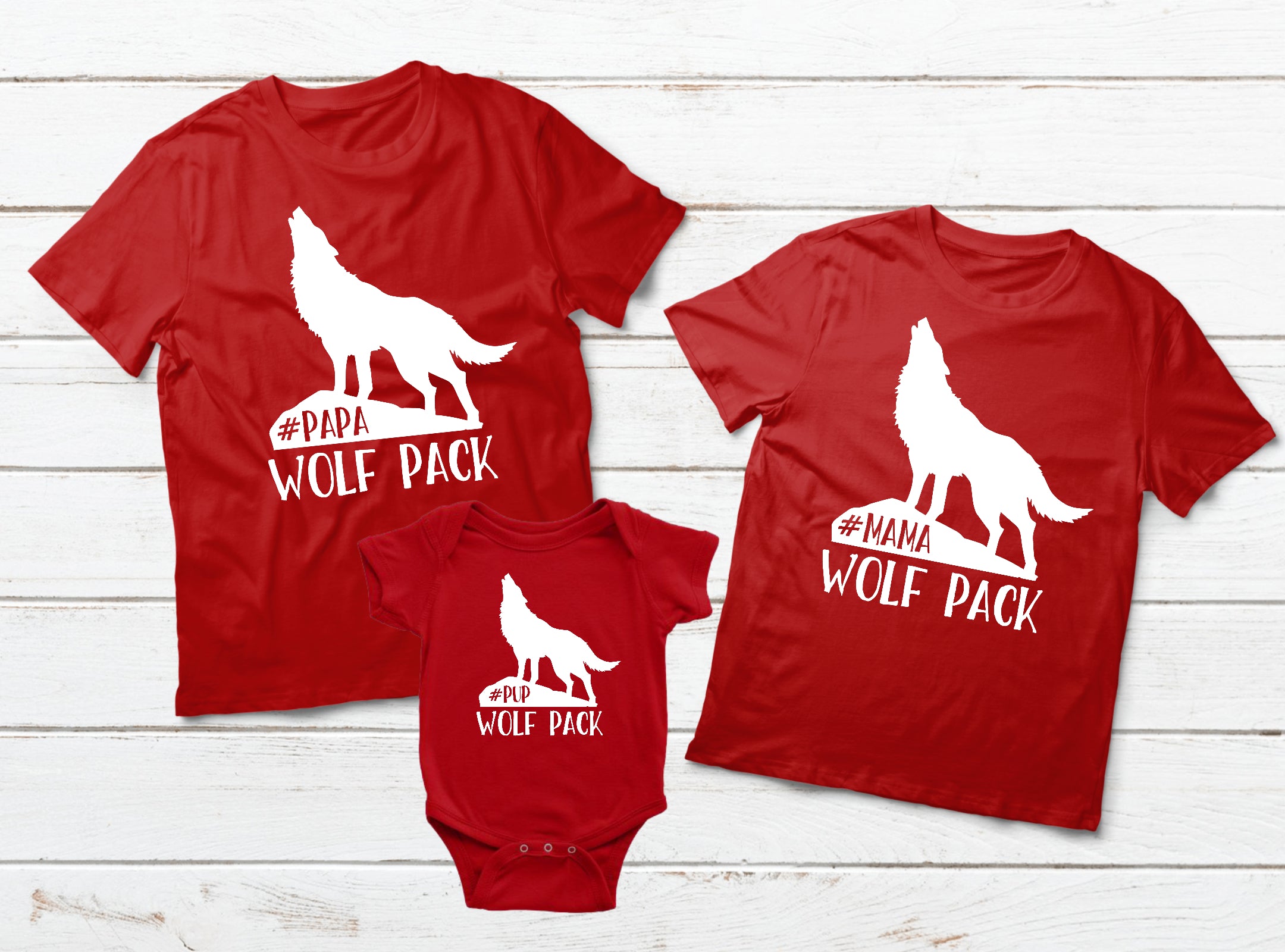 Wolf Pack Matching Family Shirts - Mom Dad Son Matching Outfits for Family Photos, Reunions & Holidays | Premium Quality Cotton T-Shirts