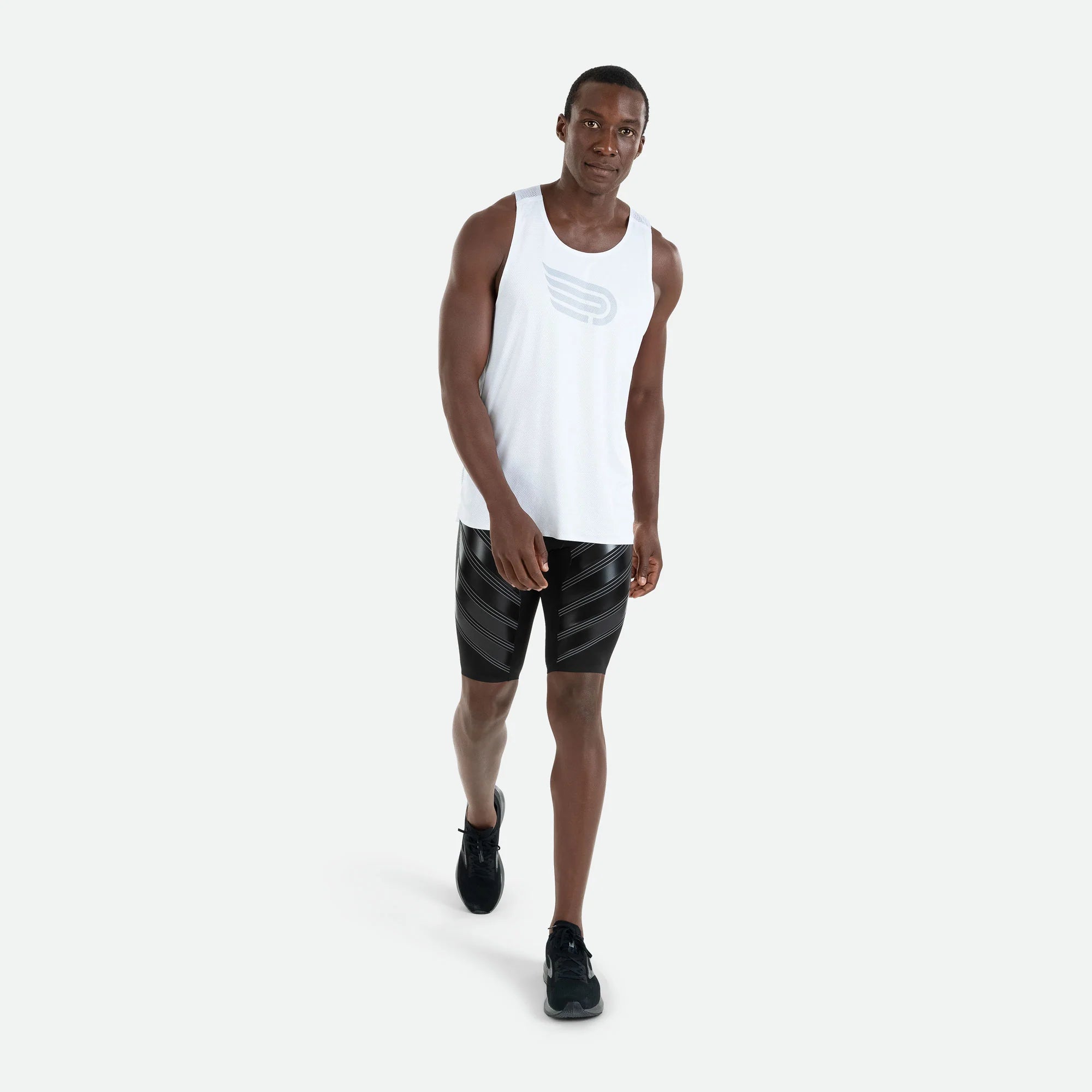 Pressio Men's Power Half Tight - Black/Black - Compression Workout Shorts for Running, Gym & Training - High-Performance Athletic Wear