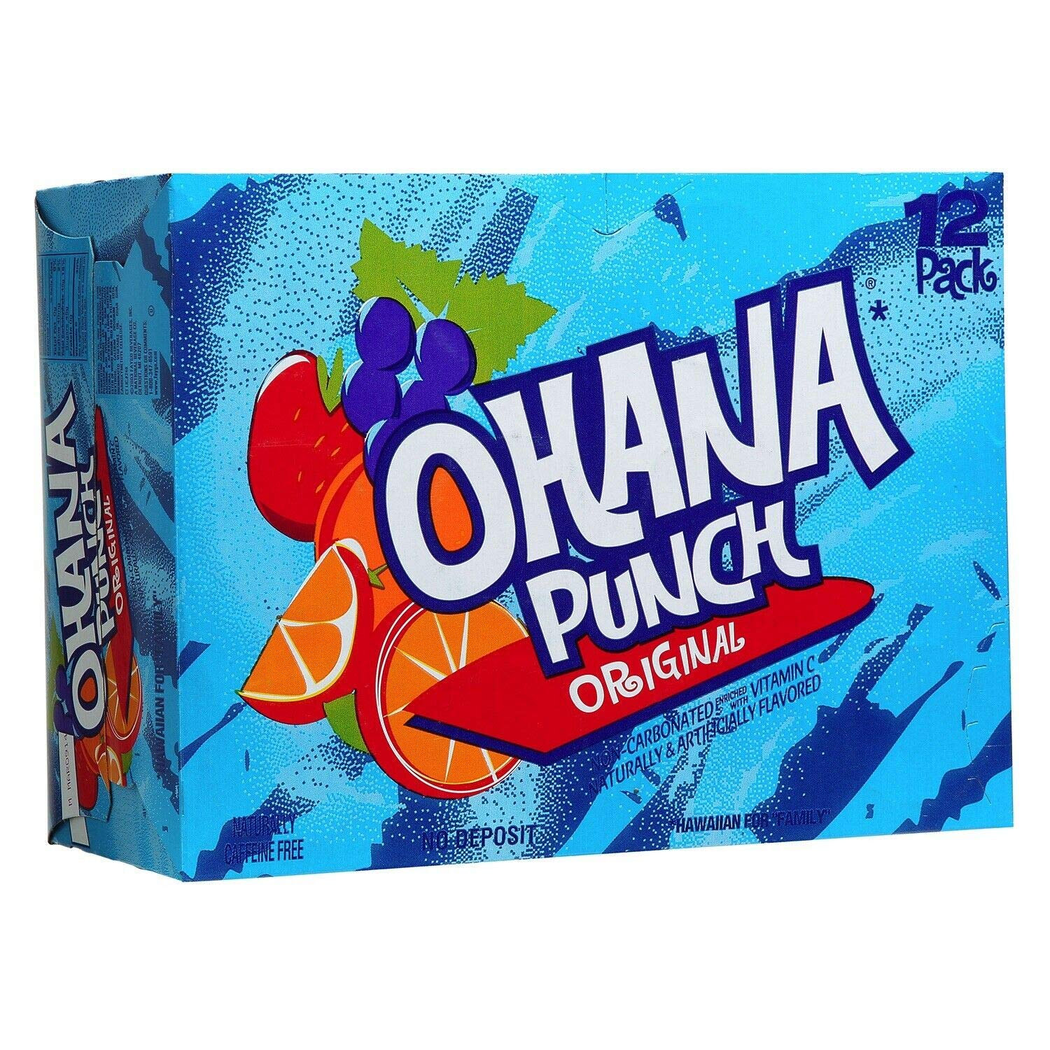 Faygo Ohana Punch Soda - 12 Pack of 12 oz Cans - Tropical Fruit Flavored Soft Drink for Parties, BBQs & Summer Refreshment