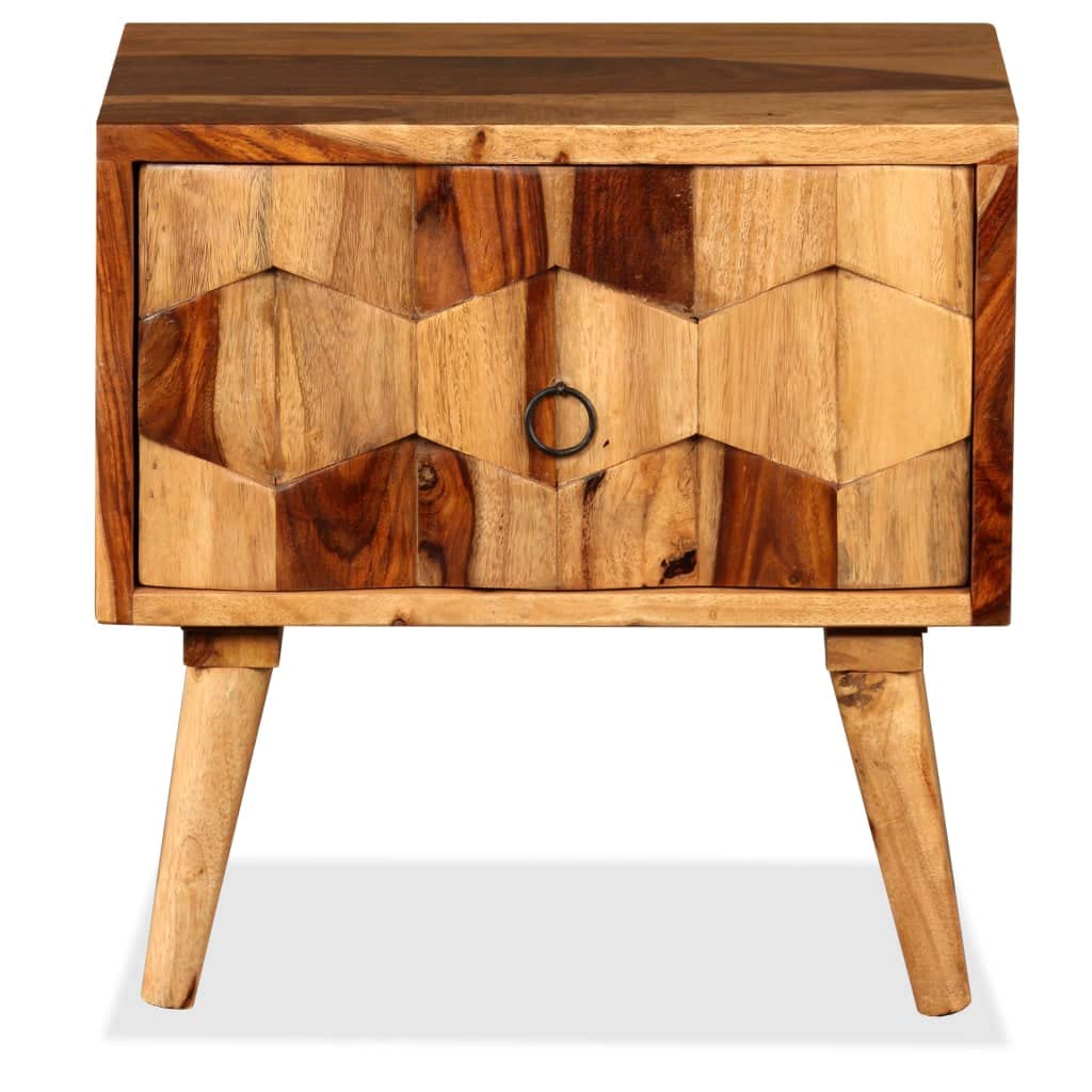 CHARMMA Solid Sheesham Wood Bedside Cabinet with 1 Drawer - Perfect for Bedroom Storage & Nightstand Organization