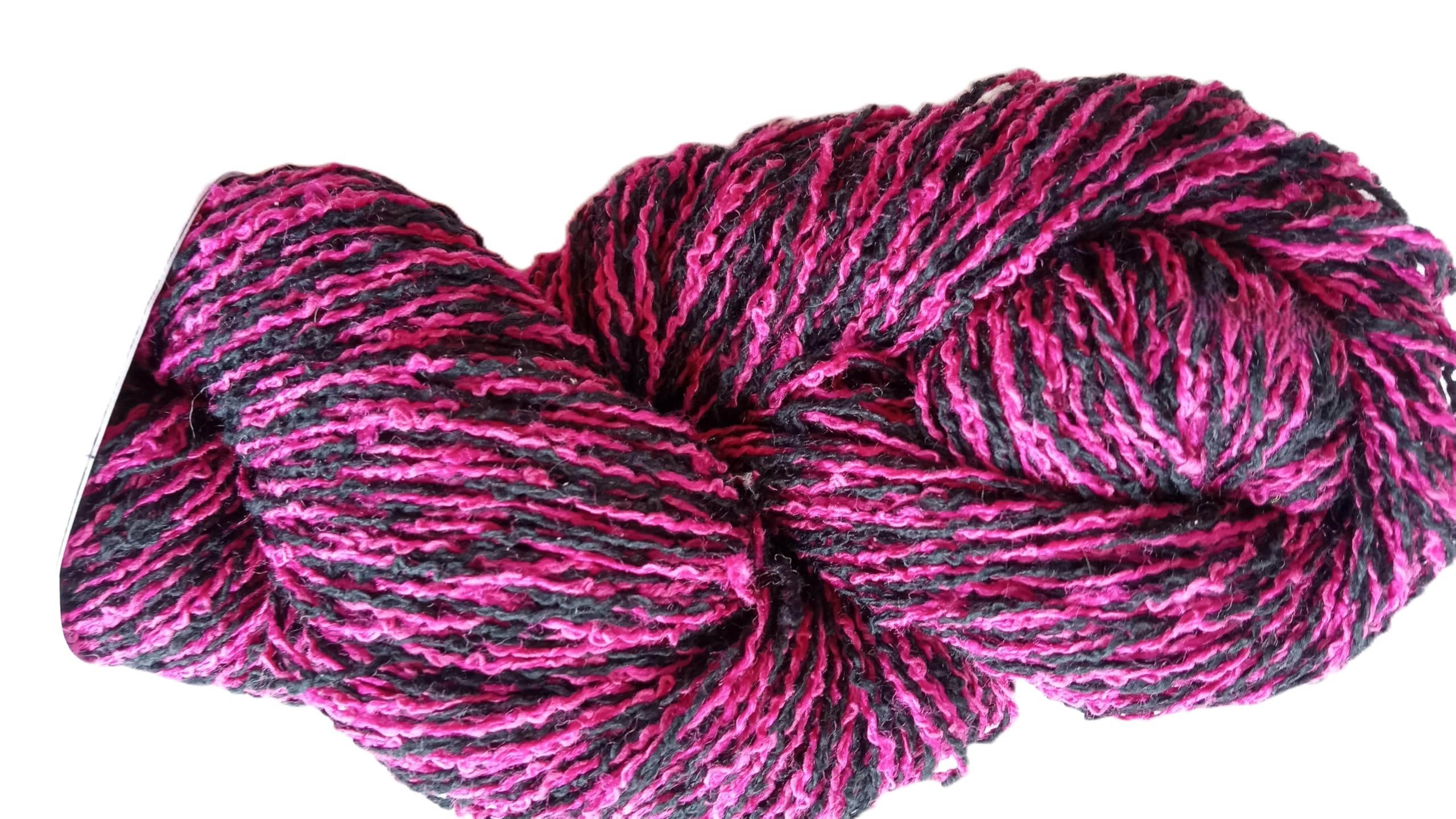 Soft Black & Magenta Pink Twist Cotton Blend Yarn for Crochet & Knitting | Lightweight Fingering Weight | Perfect for Scarves, Hats & Baby Clothes