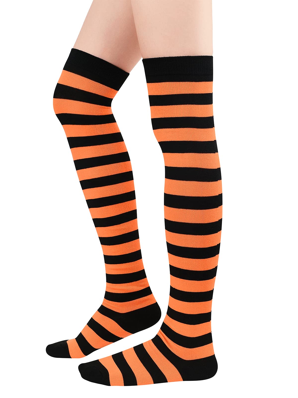 Century Star Women's Thigh High Socks - Striped Over Knee Stockings, Athletic Sports Socks, Soft & Warm Kawaii Long Socks for Winter, Running, Cosplay & Fashion Outfits