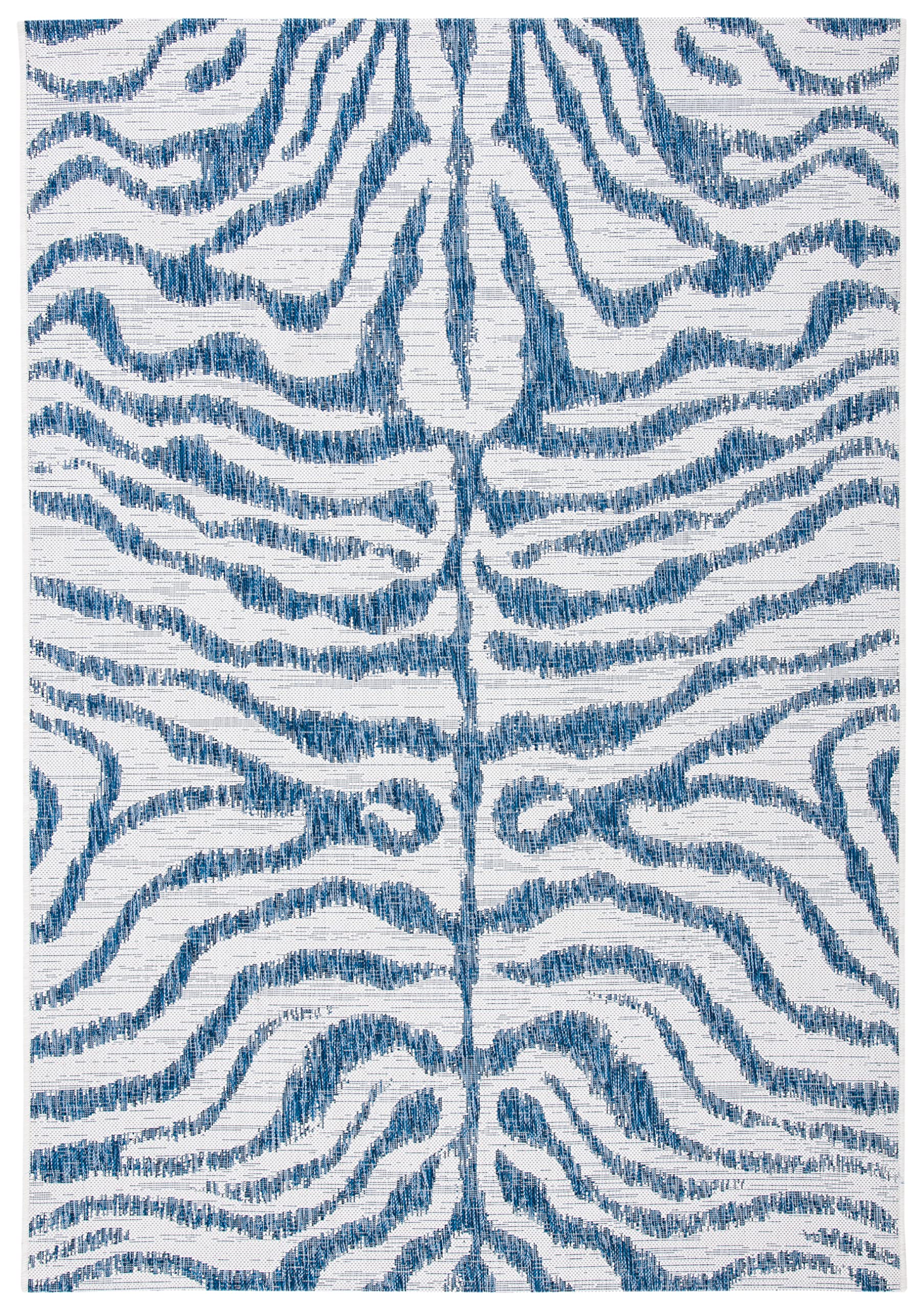 SAFAVIEH Courtyard Collection 8' x 10' Ivory/Navy Indoor Outdoor Waterproof Rug - Easy Clean, Stain Resistant Area Carpet for Patio, Backyard, Mudroom, Deck, Porch & Sunroom
