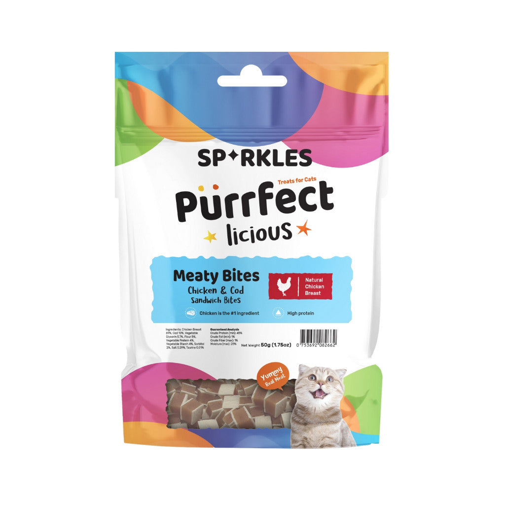 Sparkles Purrfectlicious Cat Treats - Crunchy & Creamy Bites with 12 Real Meat Flavors | Natural Freeze-Dried Meaty Snacks for Cats | Perfect for Training, Rewards & Bonding with Your Feline Friend