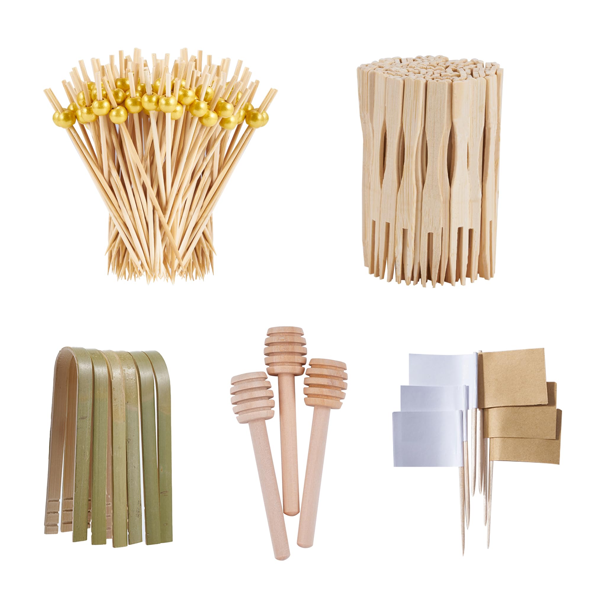 Premium Charcuterie Board Set - 635 PCS Wooden Cheese Board Accessories Kit with Mini Tongs, Cocktail Picks, Forks, Honey Dippers & Toothpick Flags - Perfect for Christmas Parties, Charcuterie Platters & Pastry Making