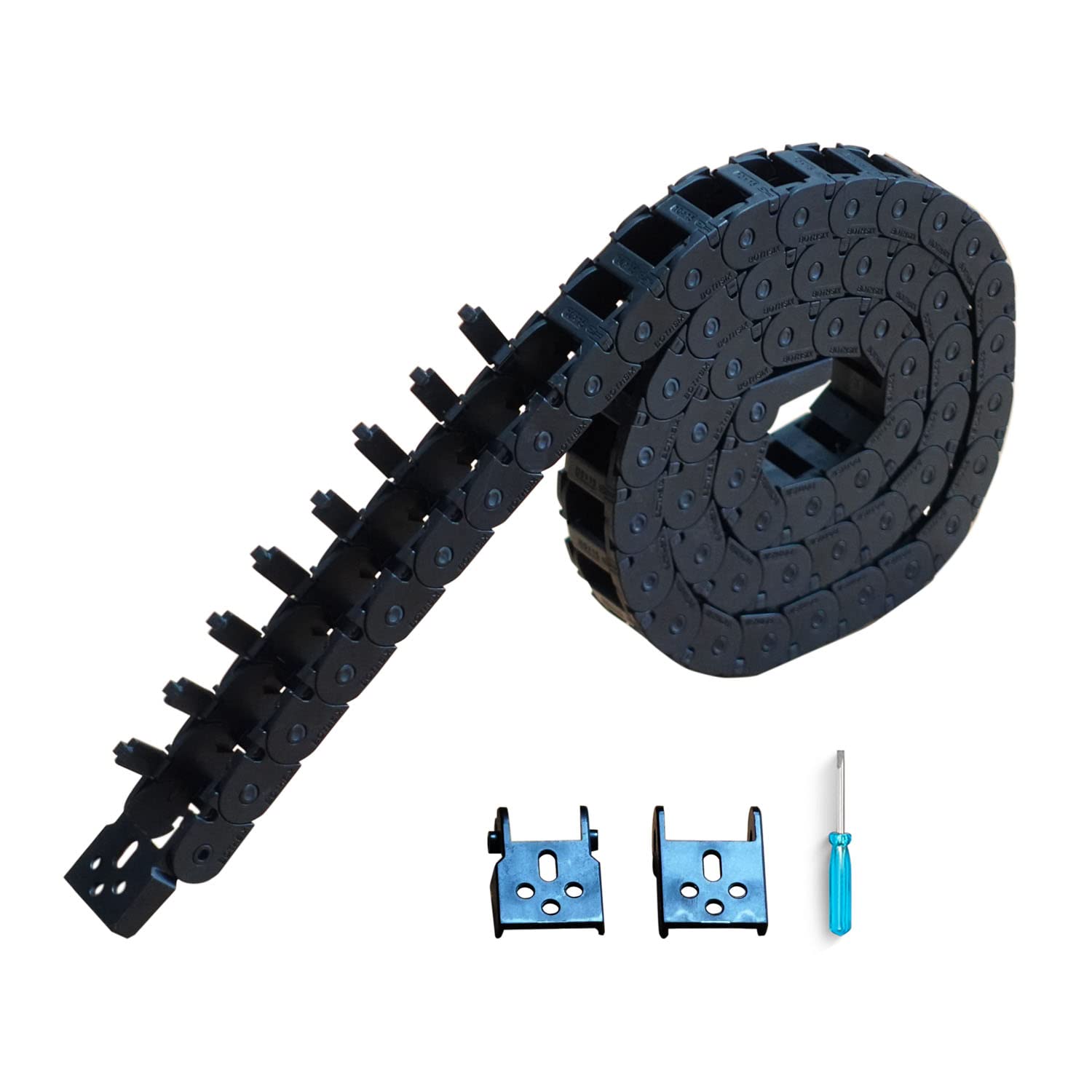10x15mm Black Plastic Drag Chain Cable Carrier for 3D Printer, Laser & CNC Machines - 1M Length with End Connectors & Side Openings | Cable Management Solution for Robotics, Industrial Equipment & DIY Projects
