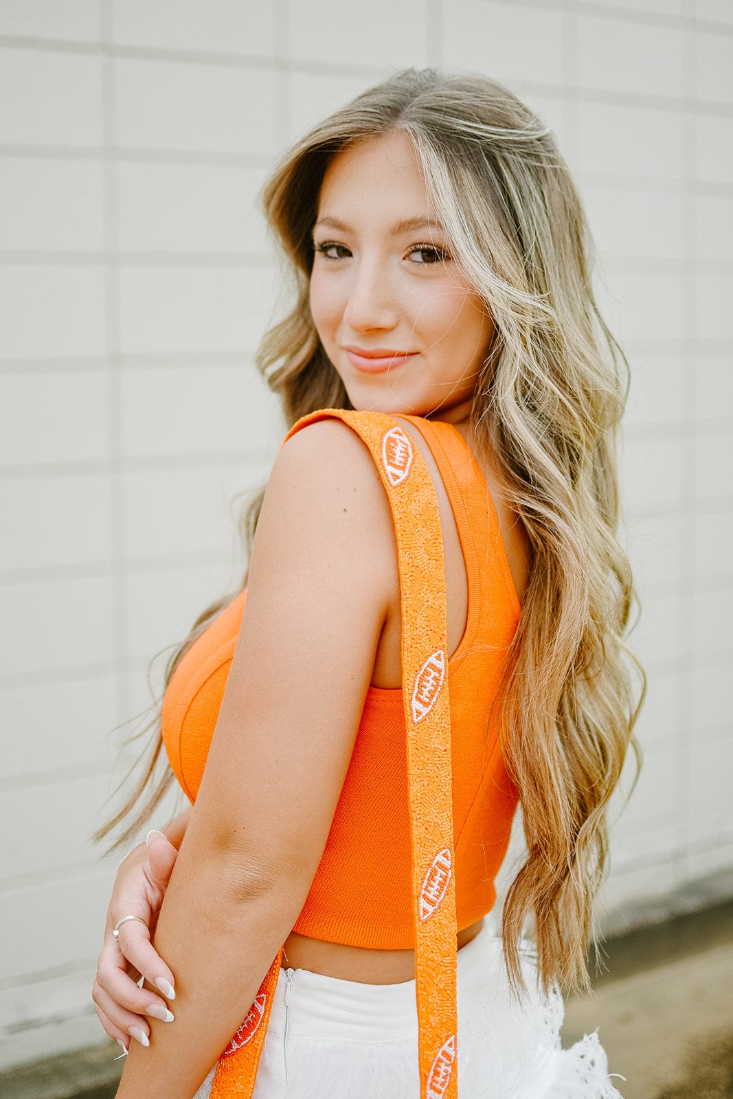 Orange Football Beaded Bag Strap - Adjustable Crossbody Purse Strap for Women | Trendy Sports Accessory for Game Day, Concerts & Travel