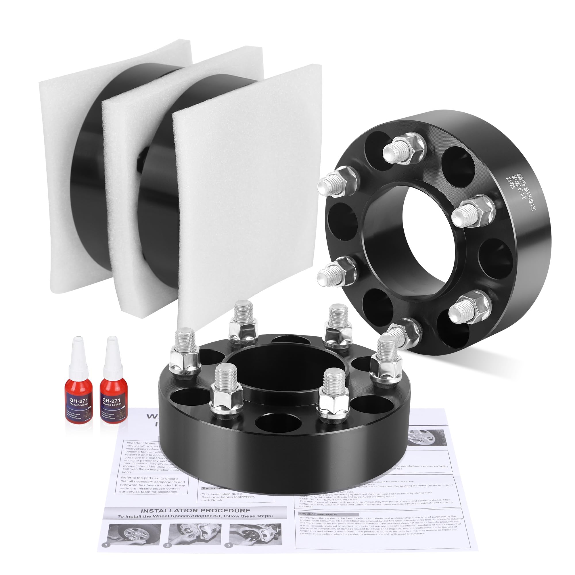 1.5 Inch 6x135mm Hubcentric Wheel Spacers for 2015-2025 Ford F150, Expedition & Navigator - 14x1.5 Studs & 87.1mm Bore - Perfect for Off-Roading, Leveling Kits & Custom Wheel Fitment