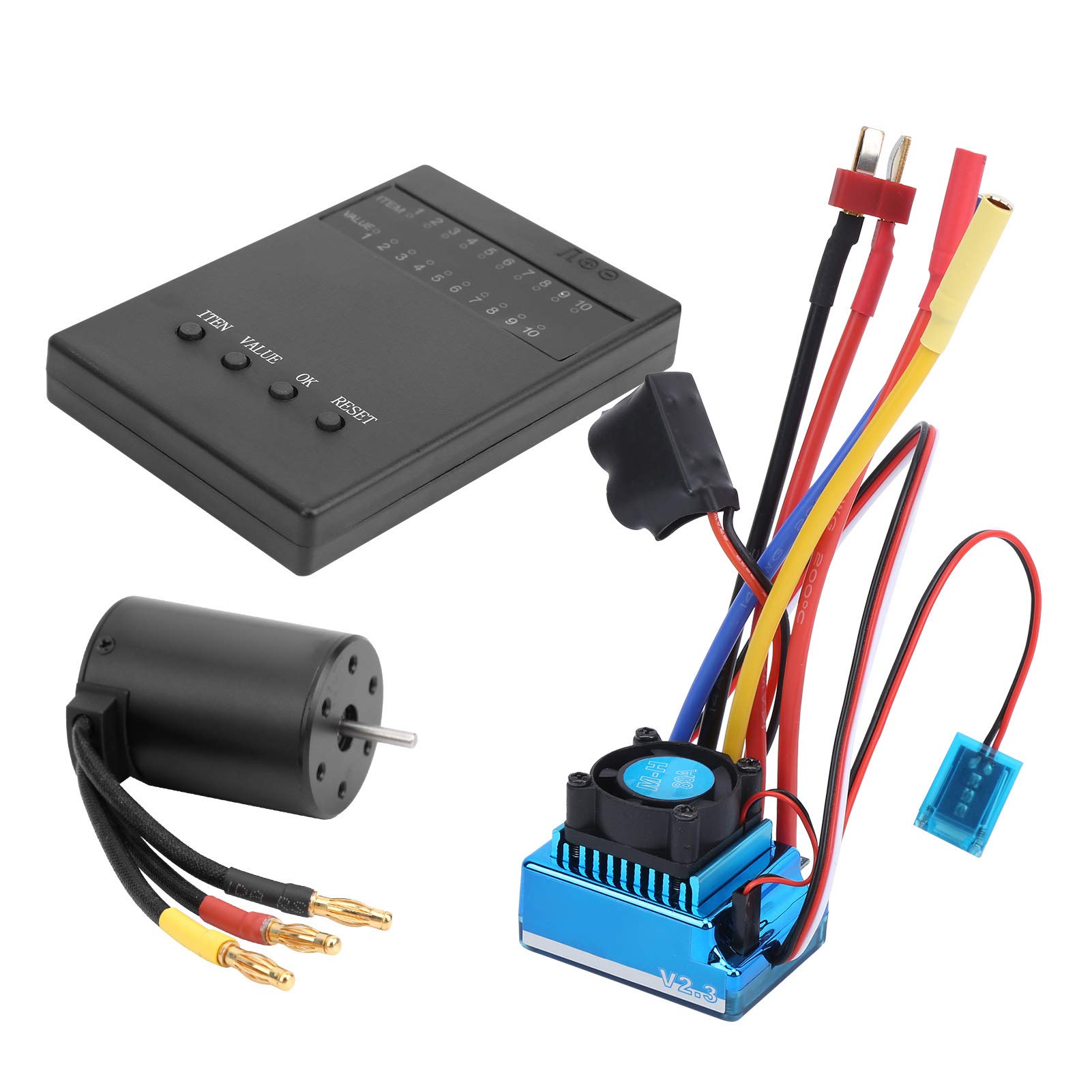 FASJ 80A Brushless ESC with Program Card - High Performance Electronic Speed Controller for 1:10 RC Cars - Perfect for Racing, Off-Road & Hobbyist Upgrades