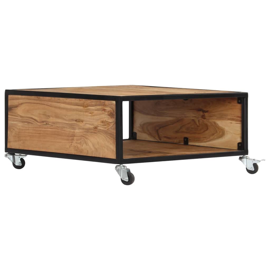 Solid Acacia Wood Coffee Table with Storage - 27.5