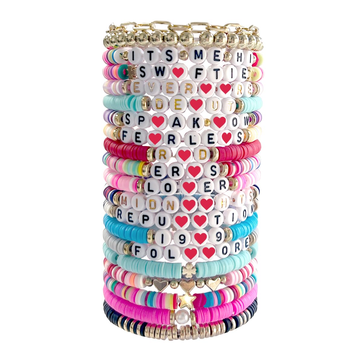 20 Pcs Colorful Clay Bead Friendship Bracelets - Singer Music Inspired Surfer Cute Preppy Bracelet Set for Women, Concert Gifts, Vacation Accessories | Perfect for Music Festivals, Beach Trips and BFF Gifts
