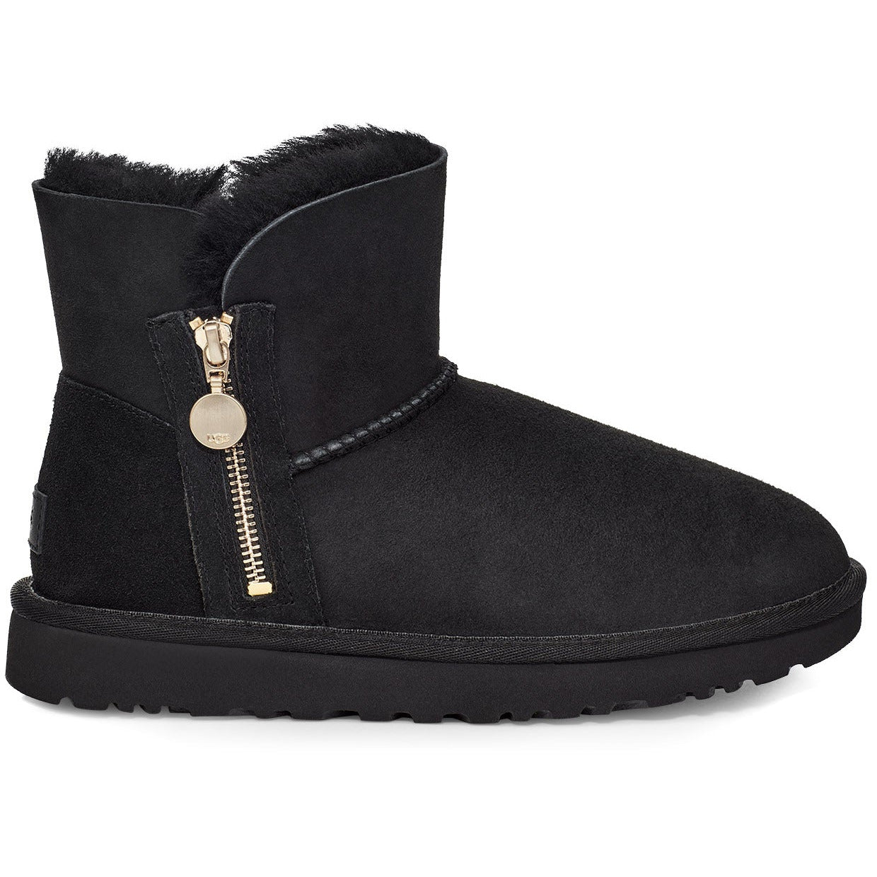UGG Women's Bailey Zip Mini Boot - Black Suede Winter Ankle Boots for Women | Cozy & Stylish for Cold Weather, Snow, and Casual Outings