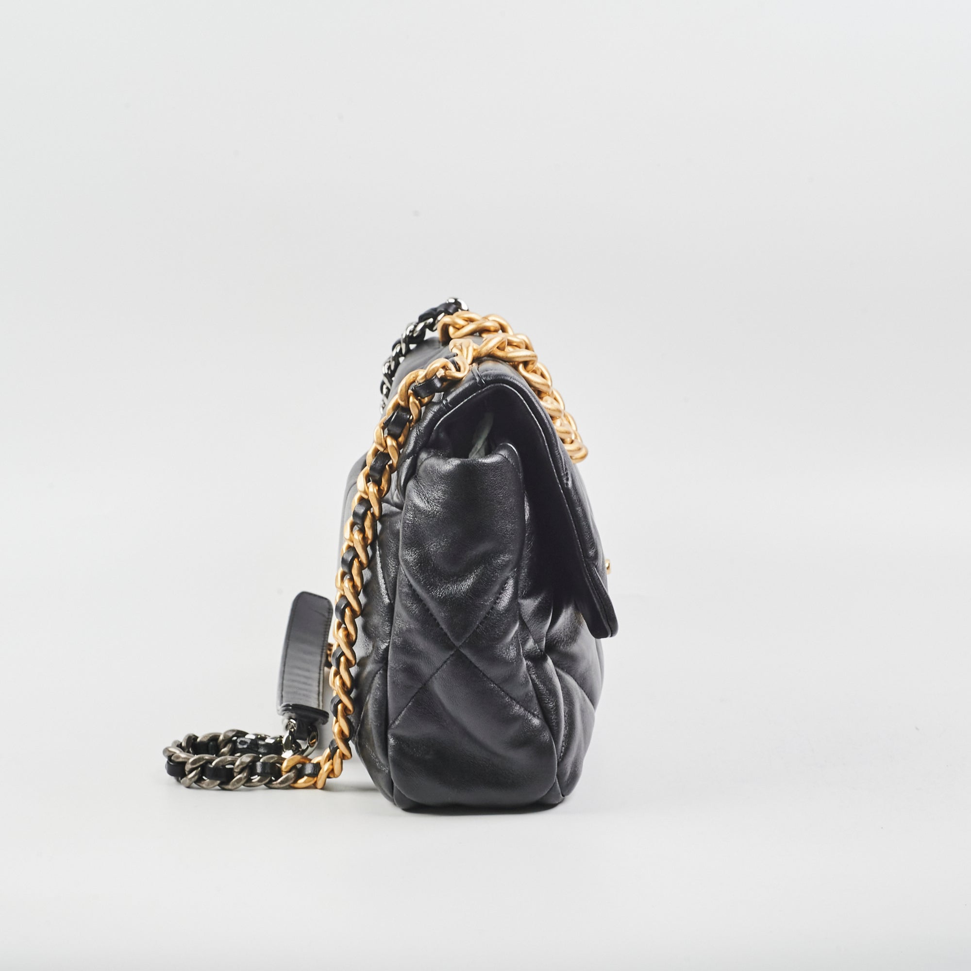 Chanel 19 Medium Flap Bag - Genuine Black Goatskin Leather Luxury Handbag for Women | Perfect for Evening Events, Date Nights & Special Occasions
