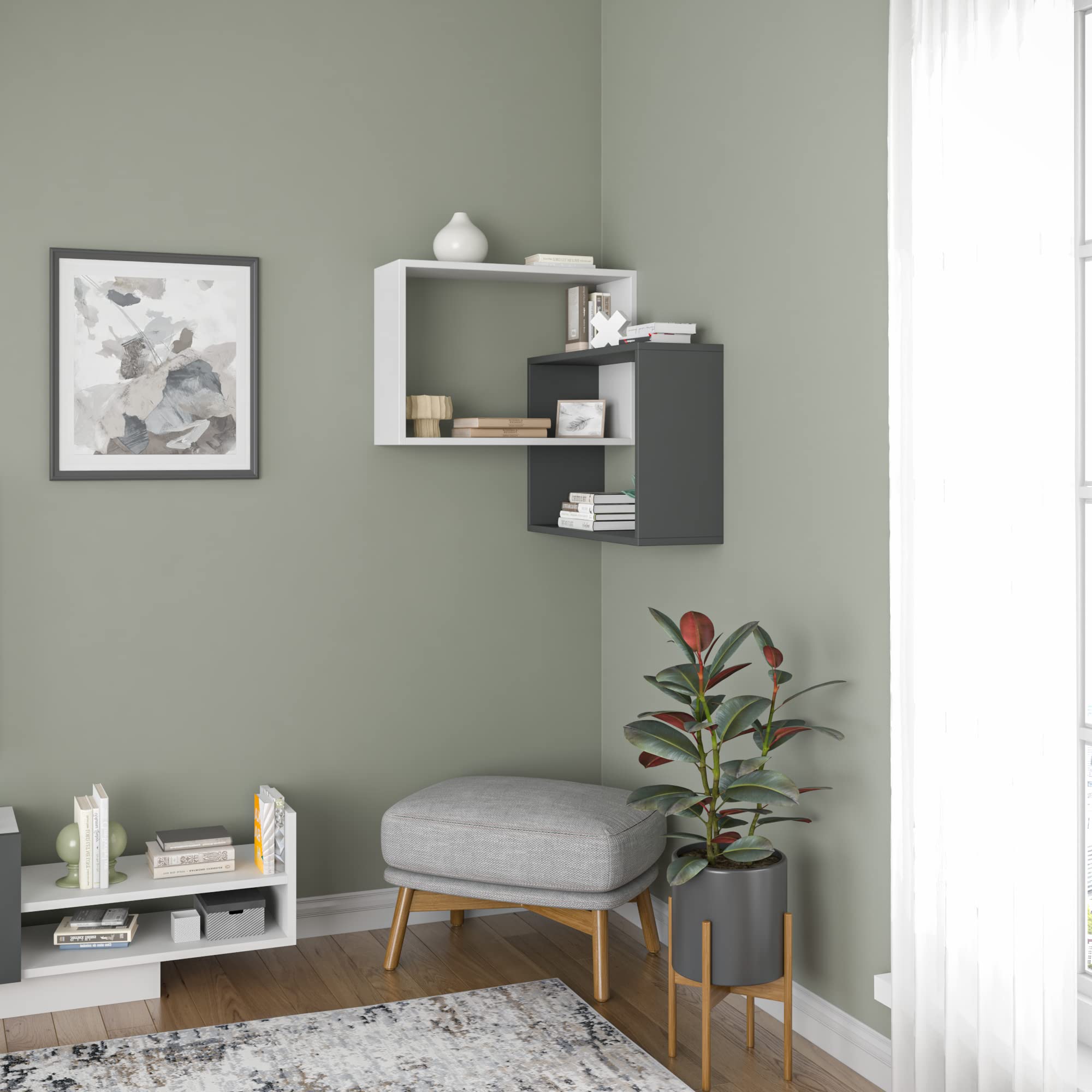 Modern White & Anthracite Wall Shelf 26.7