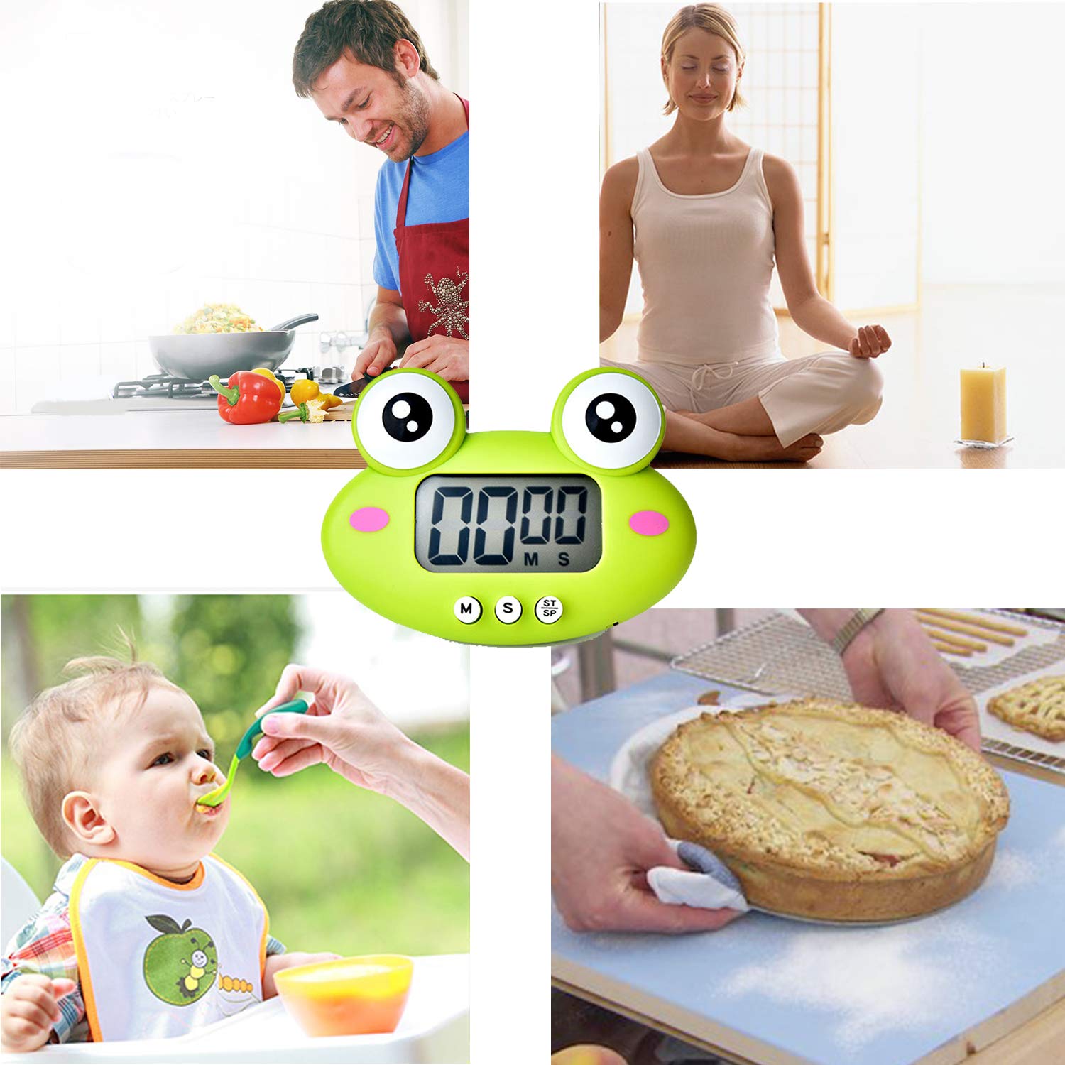 Digital Kitchen Timer with Magnetic Back & Large LCD Screen - Cute Cartoon Animal Countdown Timer for Cooking, Baking, Sports & Games | Hangable Alarm Clock with Stand for Home, Office & Classroom Use