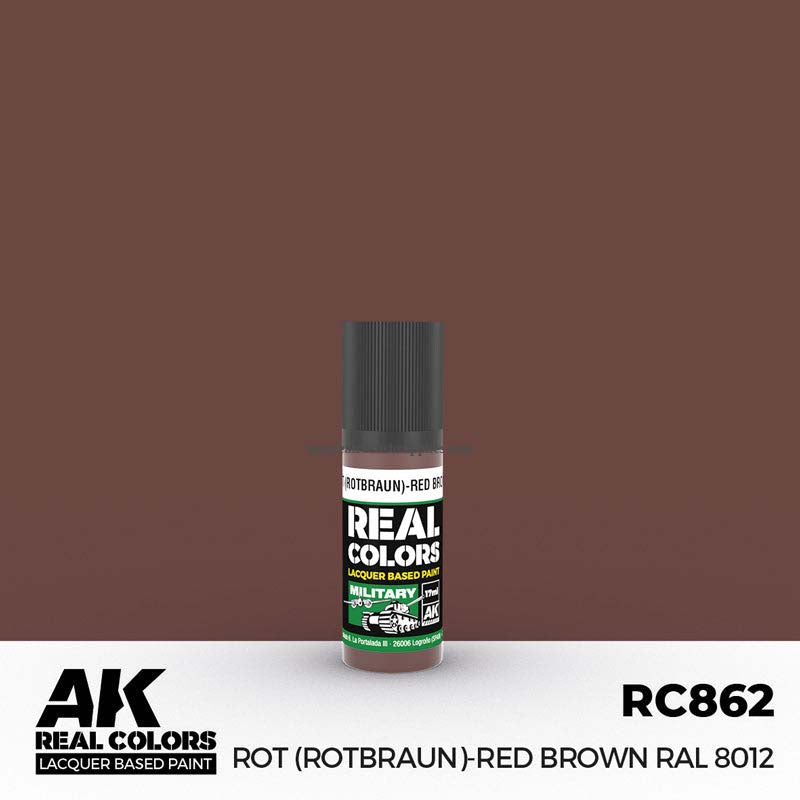 AK Interactive Real Colors Rot (Rotbraun) Red Brown RAL 8012 - Premium Model Paint for Miniatures, Military Models & Scale Figures - Perfect for Realistic Weathering Effects