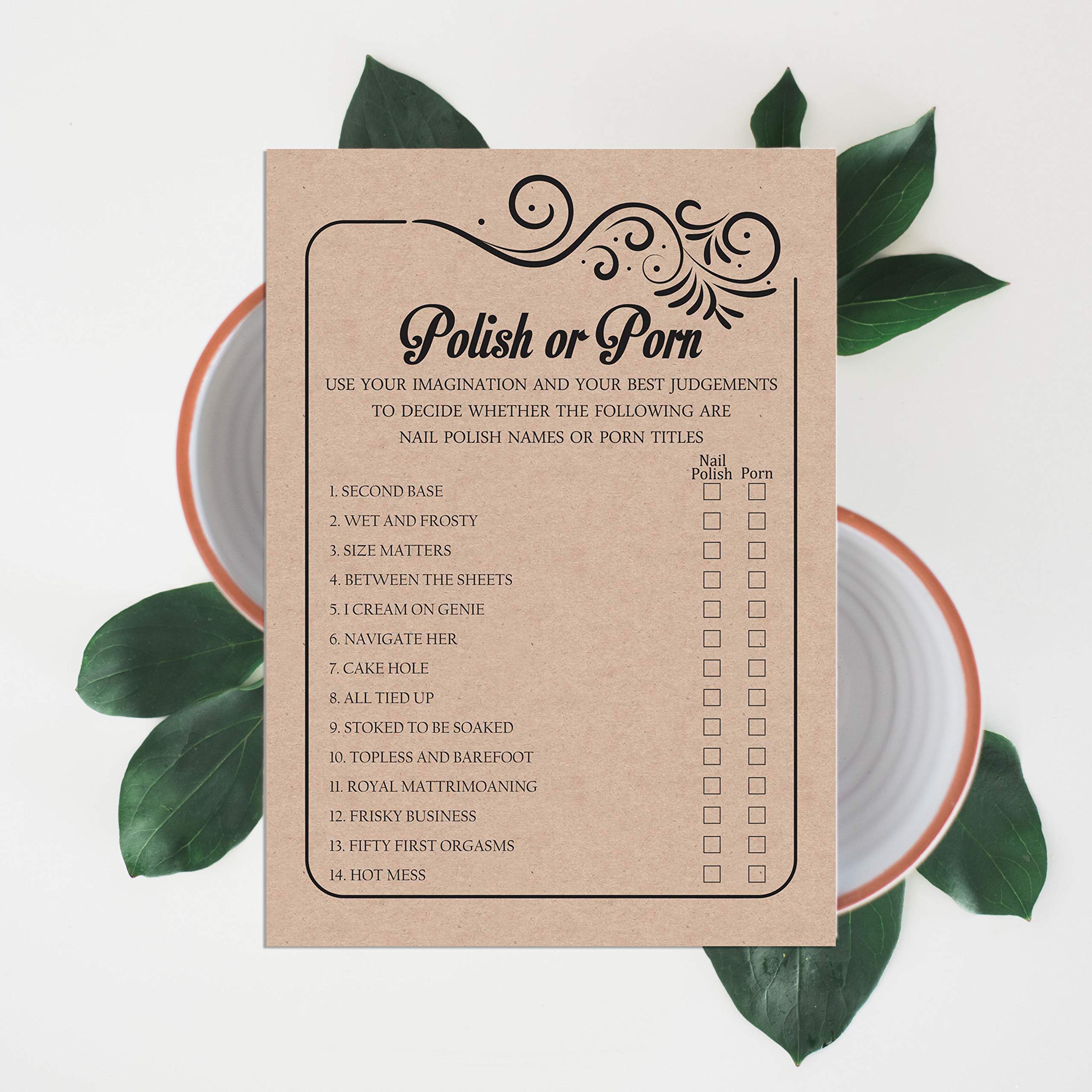50-Pack Fill-in-the-Blank Party Game Cards - Fun Bachelorette & Bridal Shower Activities - Kraft Paper Style for Wedding, Birthday & Girls Night Out Games