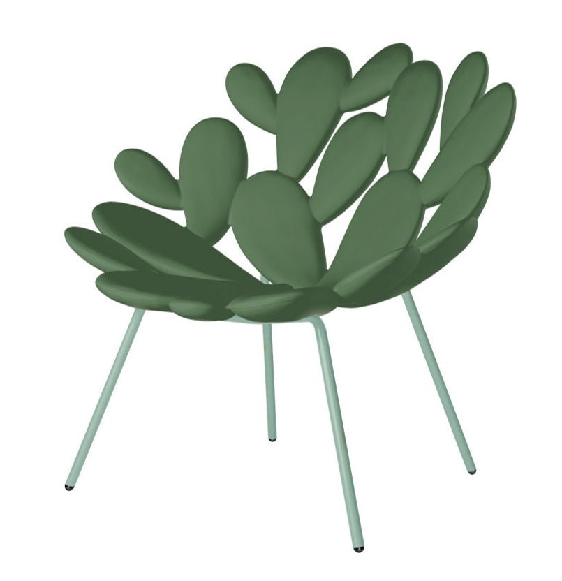 Qeeboo Filicudi Armchair with Brass Frame - Modern Luxury Lounge Chair for Living Room, Office & Hotel Decor