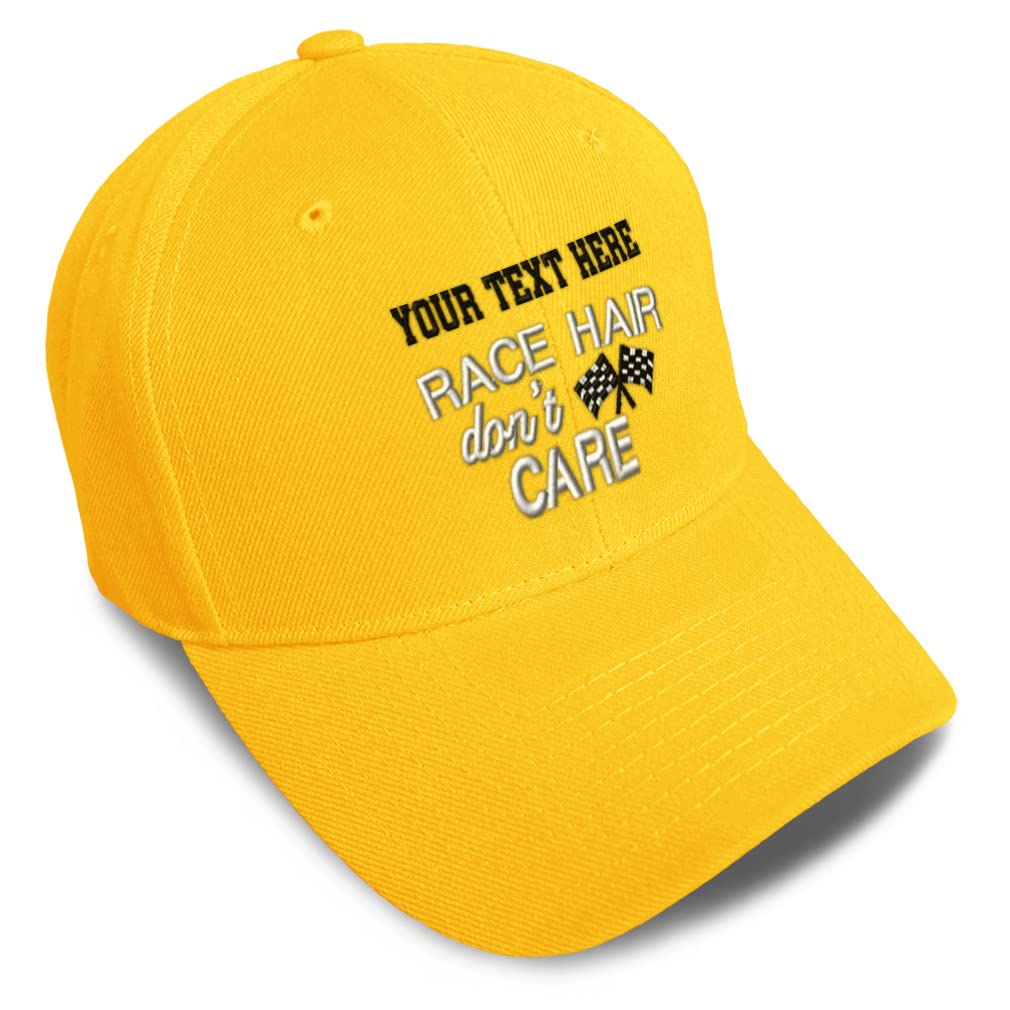 Custom Baseball Cap - Race Hair Don't Care Speed Haircut Dad Hat for Men & Women | Adjustable Unisex Trucker Hat for Running, Cycling, Outdoor Sports