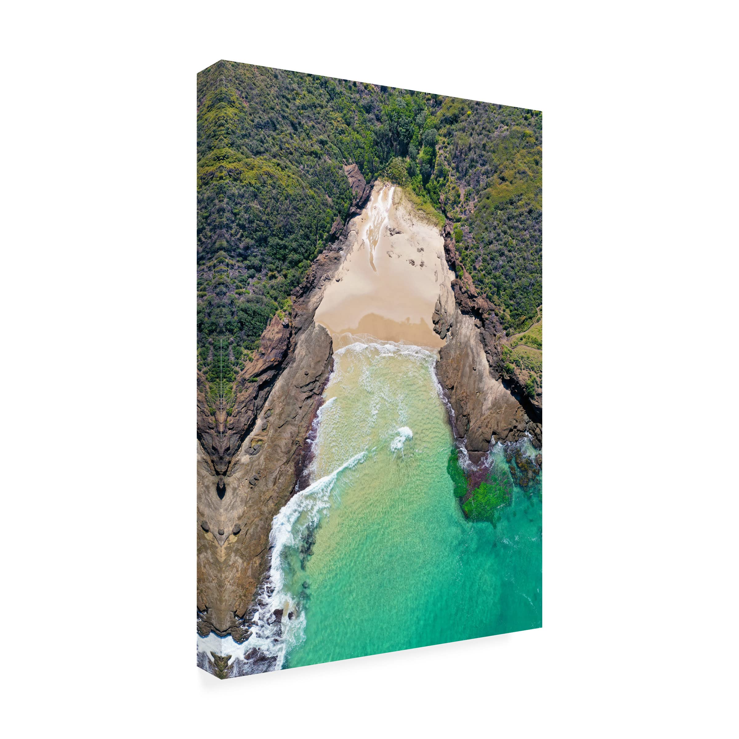 Trademark Fine Art 'A Beach For Two' Canvas Wall Art Print by Beata Czyzowska Young - Coastal Beach Scene Painting for Living Room, Bedroom & Office Decor