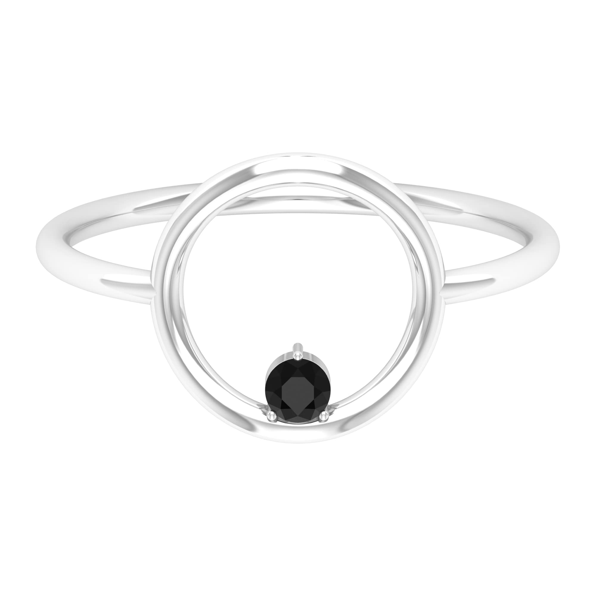 Elegant Black Onyx Ring for Women - 14K Gold Minimalist Open Circle Ring - December Birthstone Jewelry - Perfect for Gifts, Weddings & Special Occasions