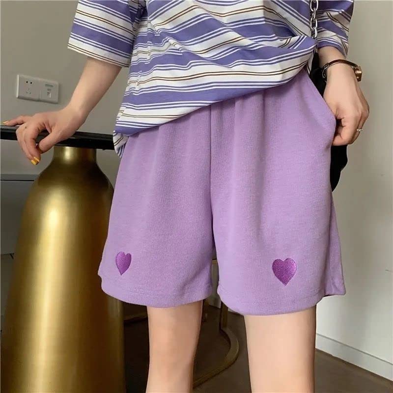 Plus Size Bermuda Shorts for Women & Teens - Cute Heart Print Casual Summer Cotton Athletic Shorts - Perfect for Walking, Beach, and Everyday Wear