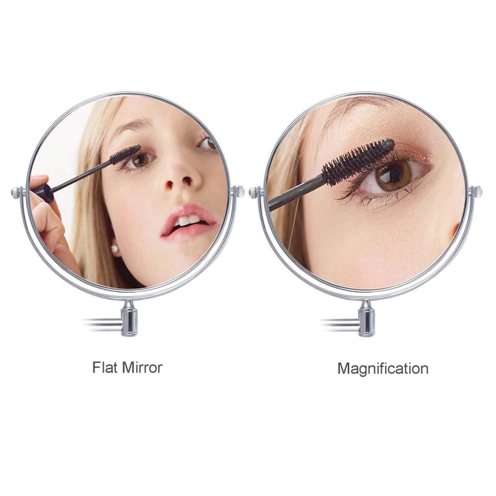 LADYG Wall Mounted Makeup Mirror with 3X/5X/7X/10X Magnification - 360° Swivel Extendable Cosmetic Vanity Mirror for Bathroom & Shaving - Round Chrome Nickel Finish (3X Magnification) - Perfect for Makeup Application, Grooming & Skincare Routines