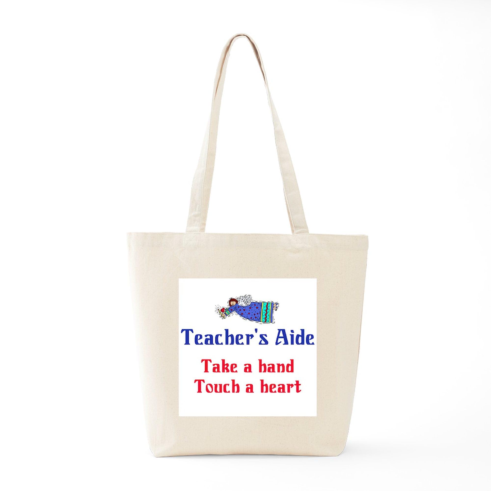 Teacher's Aide Tote Bag - Natural Canvas Reusable Shopping Bag for Teachers, School Supplies & Everyday Use - Perfect for Classroom, Groceries & Work Commute