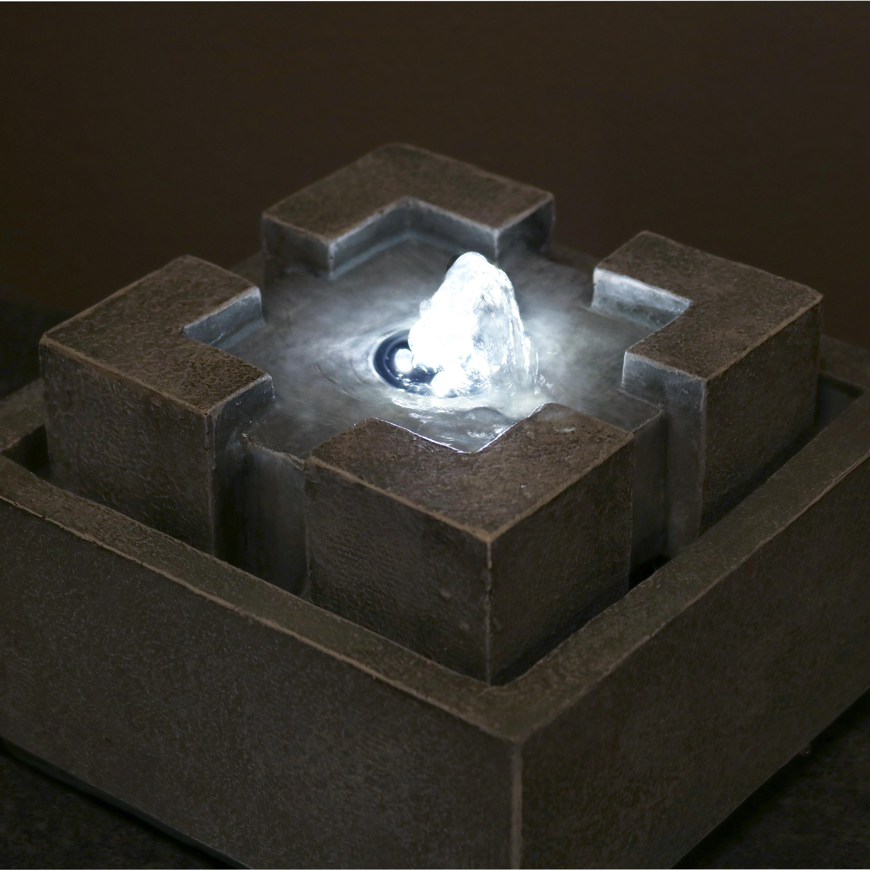 Sunnydaze Square Dynasty Bubbling Indoor Tabletop Fountain - Relaxing Water Feature for Home, Office, or Meditation Space - Perfect for Stress Relief and Decorative Ambiance
