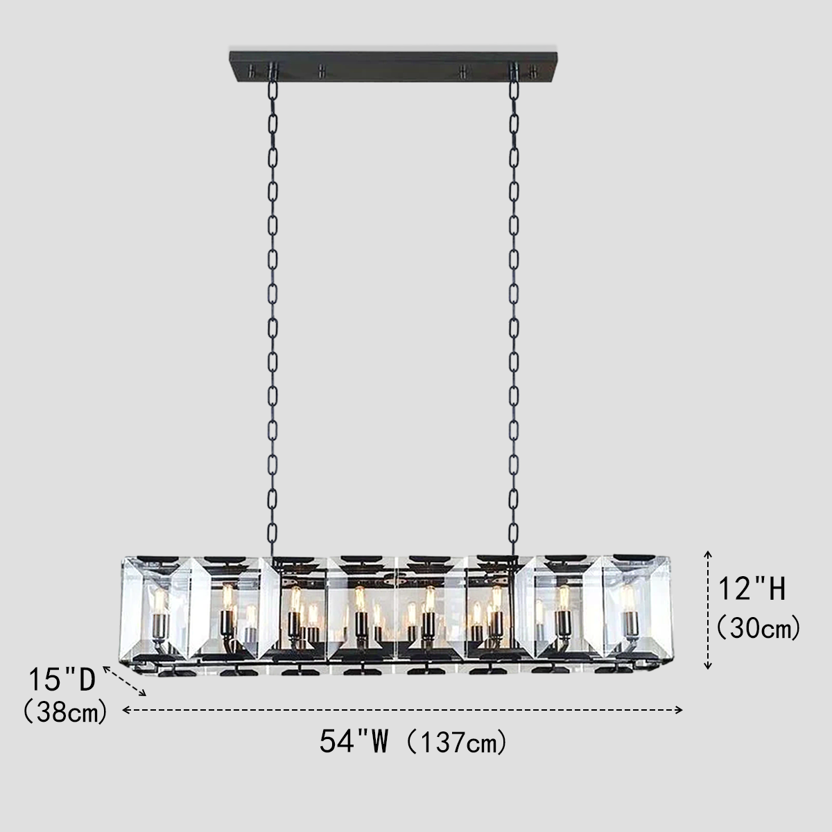 Apricity Crystal Rectangular Chandelier - Modern LED Ceiling Light Fixture for Dining Room, Living Room & Bedroom | Elegant Home Decor Lighting Solution