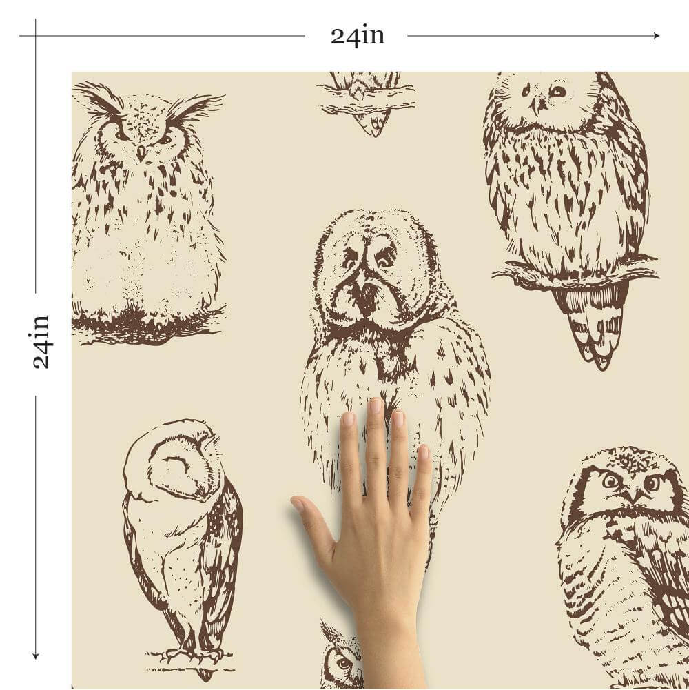 Brown and Tan Bird Animal Peel and Stick Removable Wallpaper - Self-Adhesive Decorative Wall Covering for Nursery, Bedroom, Living Room Decor