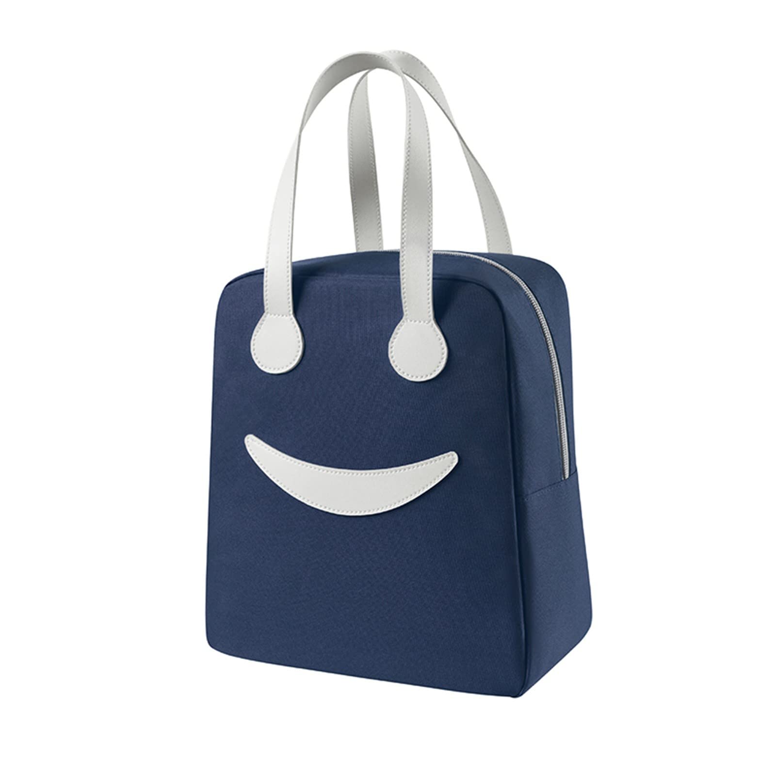 Insulated Lunch Box for Men - Large Capacity Canvas Bento Bag with Hard Plastic Insert, Heat Retention Tote for Work, Office & Picnics (Navy, 28x24x13cm) - Perfect for Meal Prep, Commuting & Outdoor Activities
