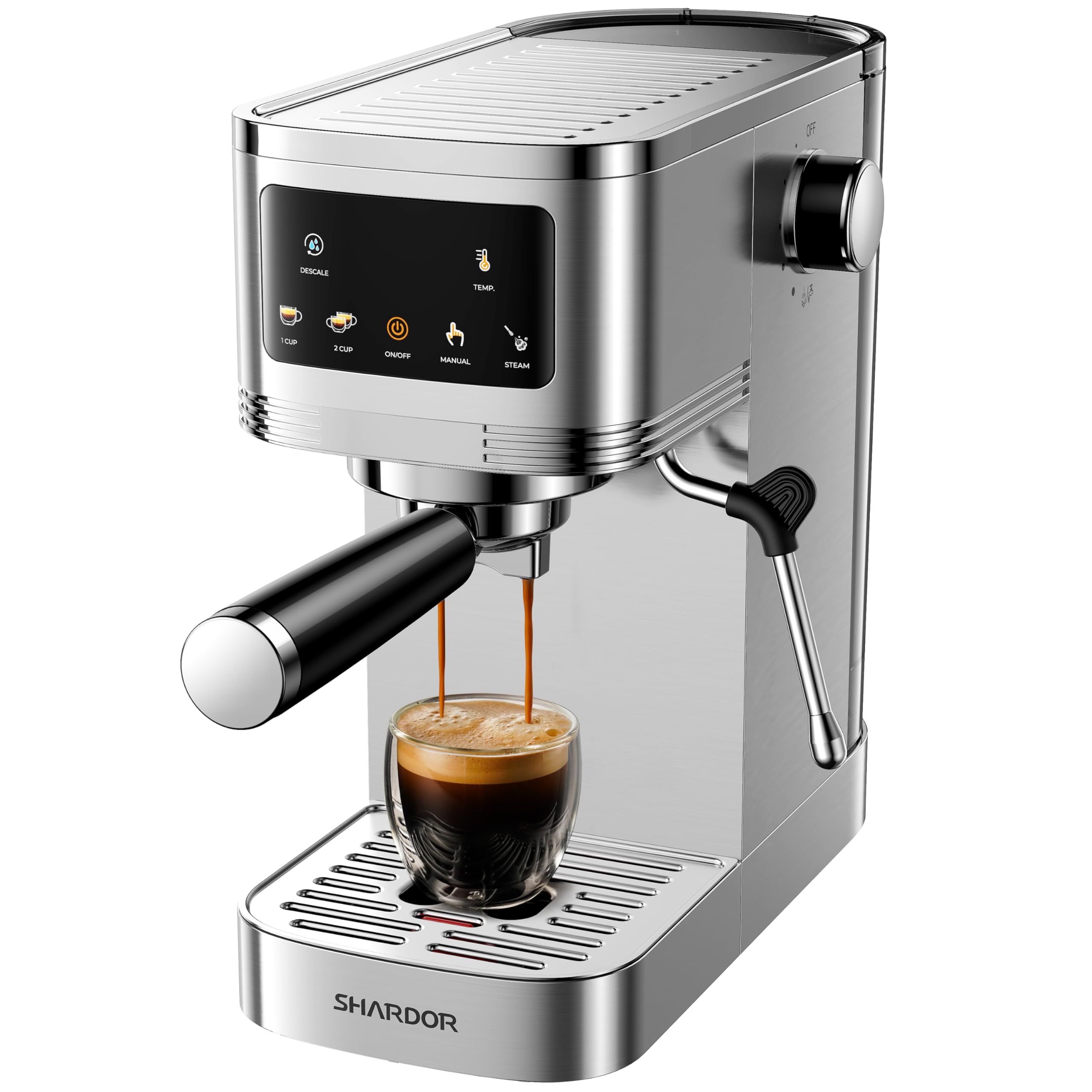 Premium SHARDOR Conical Burr Electric Coffee Grinder with Precision Timer 2.0 & 20 Bar Espresso Machine Set - Perfect for Home Baristas & Coffee Shops