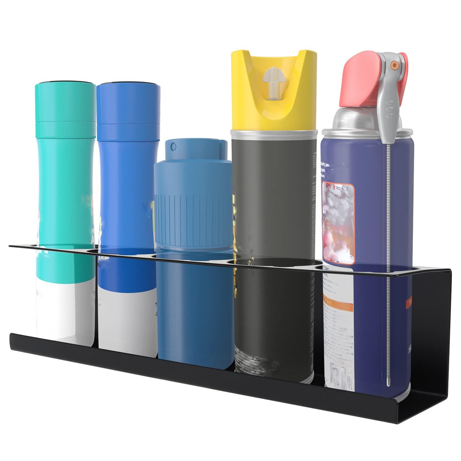 SHZONS Heavy Duty Steel Spray Can Holder - 5 Hole Paint Bottle Organizer Shelf for Aerosol Storage | Space-Saving Workshop & Garage Organization Solution | Perfect for DIY Projects, Auto Repair & Home Maintenance