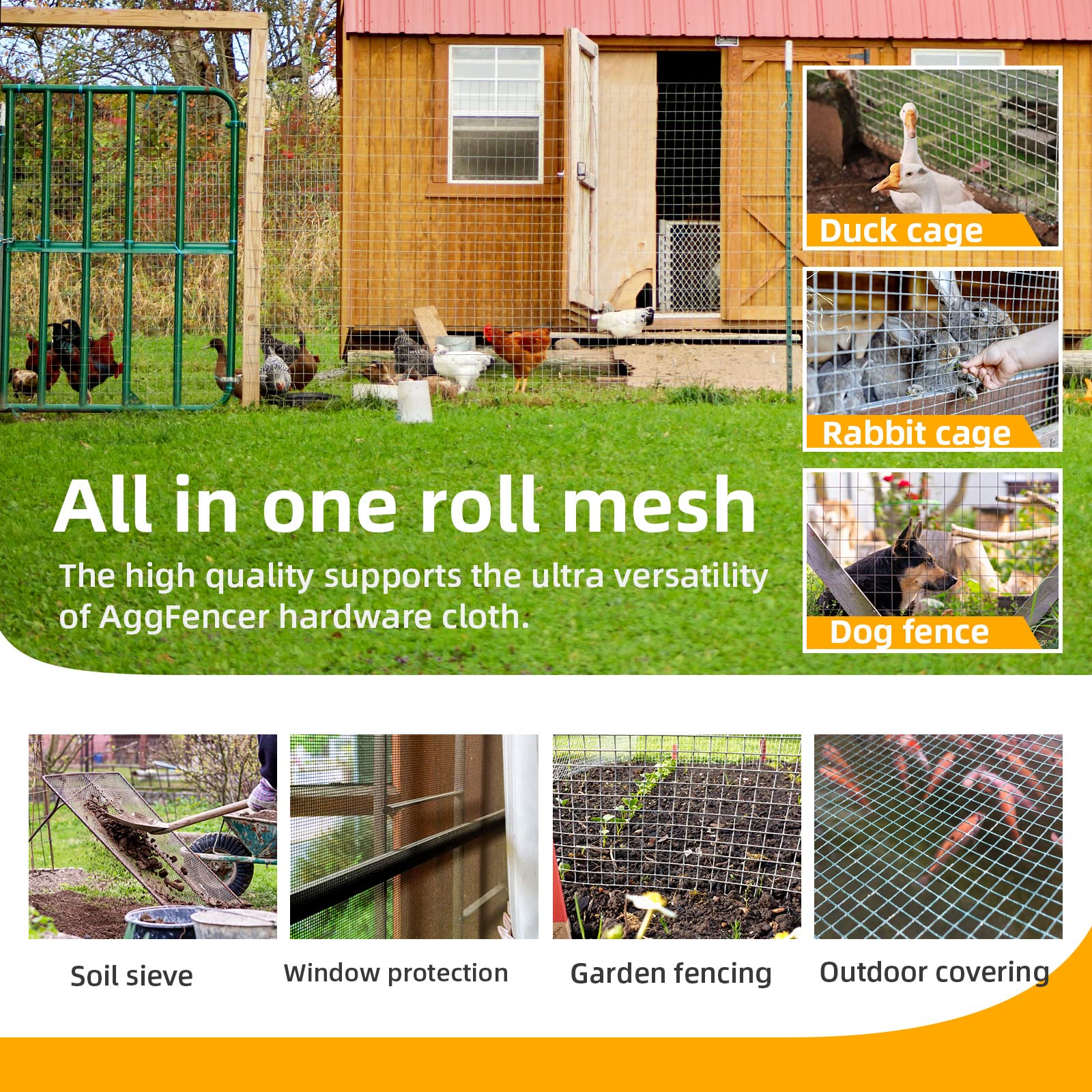 1/8 Inch 27Ga Hot Dipped Galvanized Welded Wire Mesh - 36in x 10ft Hardware Cloth Roll for Chicken Coop, Bee Screen, Garden Fencing, Poultry Netting & Animal Cages - Durable Metal Fence for Backyard, Farm & DIY Projects