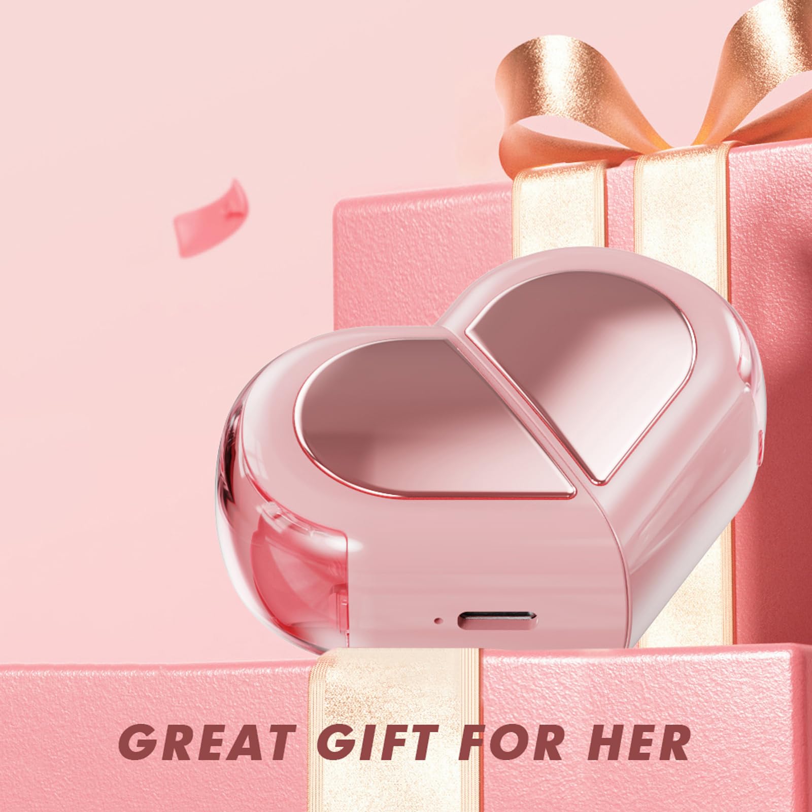 Cute Wireless Earbuds for Girls & Women - Small Mini Bluetooth Earbuds for Small Ears, Rose Gold Kawaii Invisible Earphones Compatible with iPhone & Android - Perfect for School, Workout & Daily Use