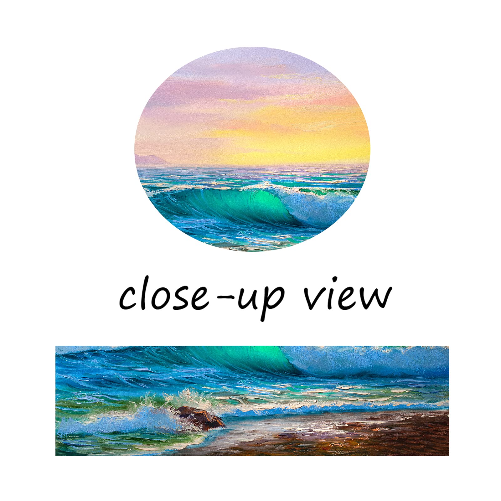 Blue Ocean Waves Canvas Wall Art - Stretched & Framed Seascape Painting for Bathroom & Bedroom Decor - Ready to Hang Beach Themed Wall Decor (28x40 Inches) - Perfect for Coastal, Nautical or Vacation Home Decor
