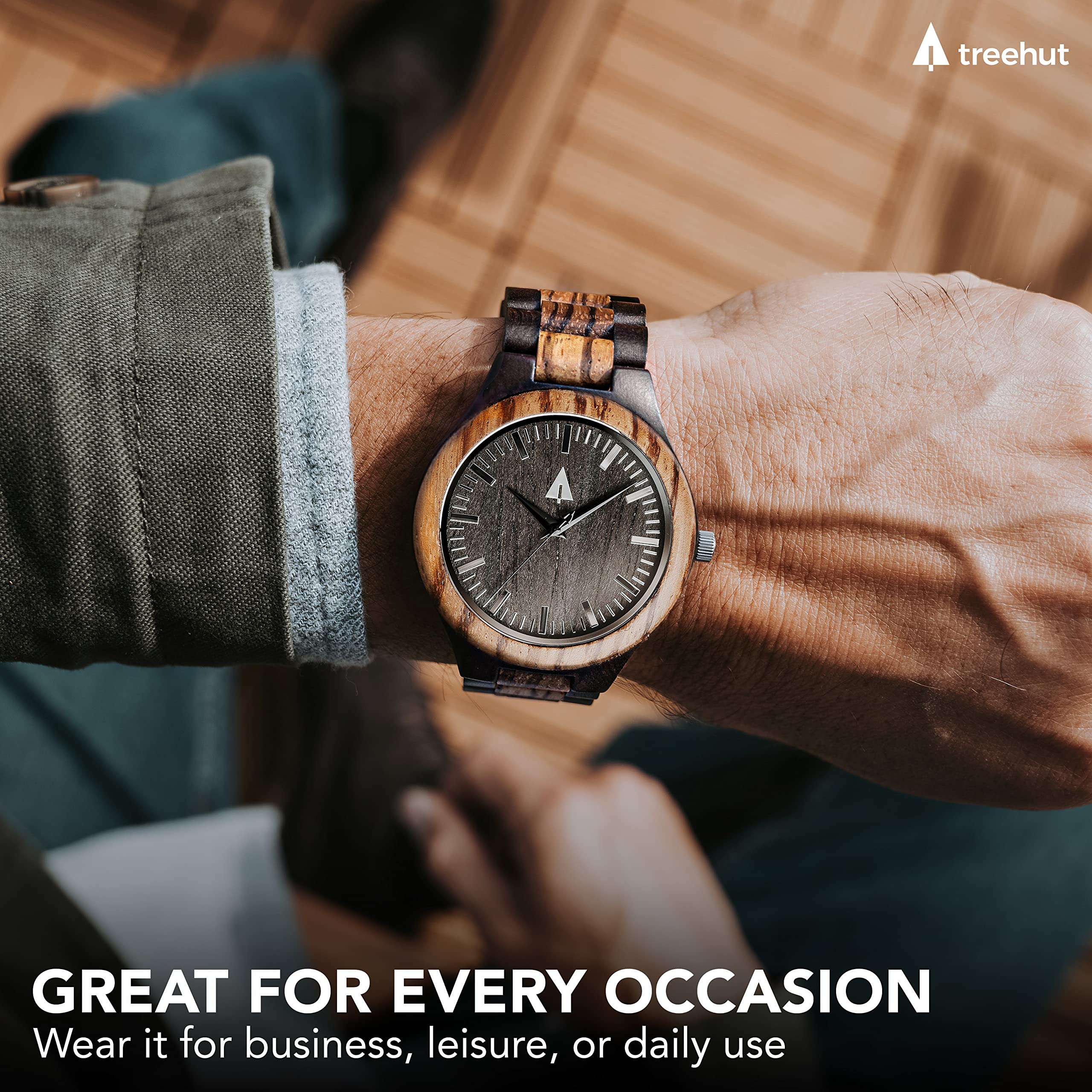 Men's Wooden Watches - Japanese Quartz Analog, Ebony & Walnut - Stylish for Daily Wear